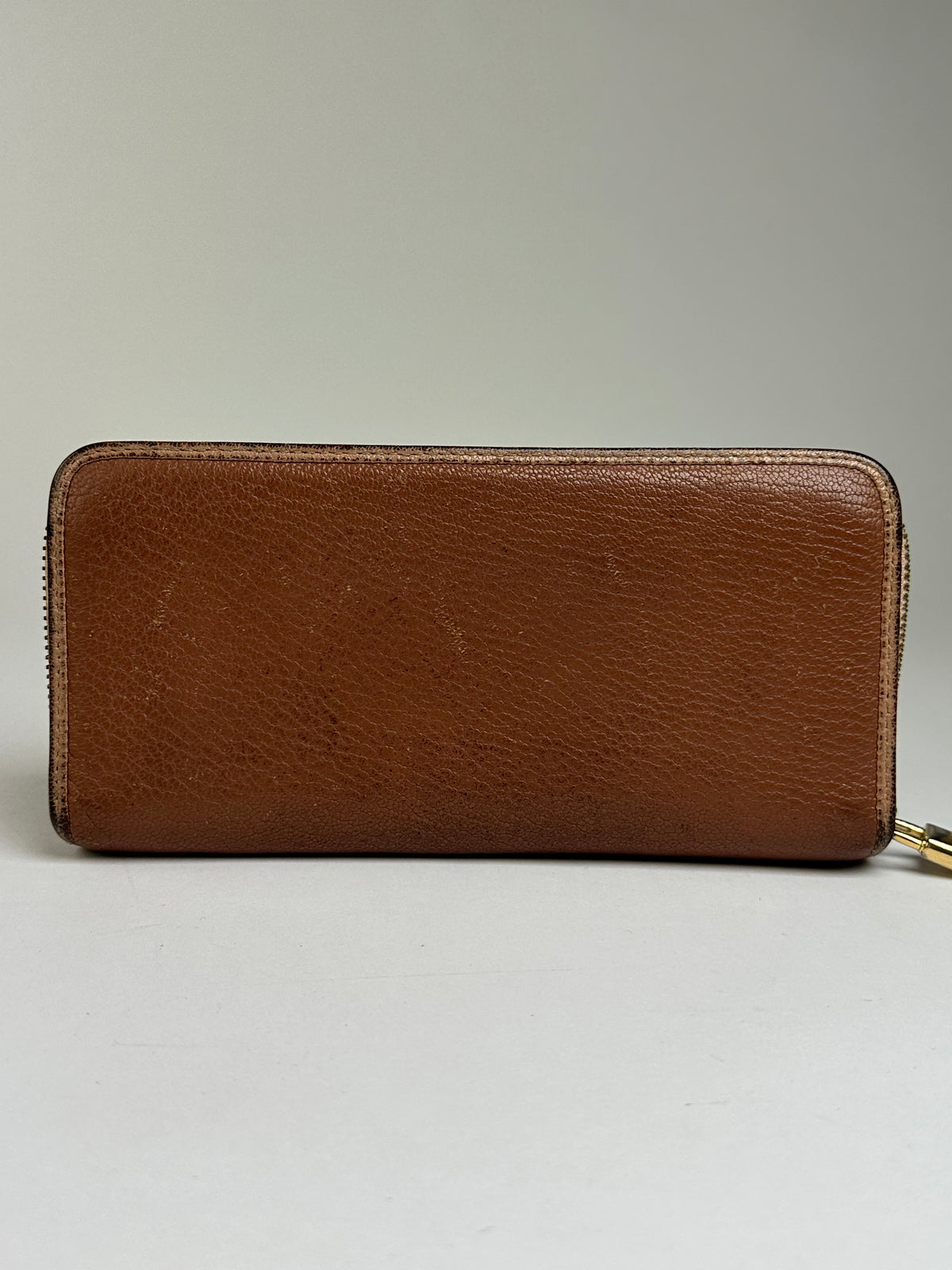 Vintage Loewe Grained Leather Zip Wallet Late 2000s Brown