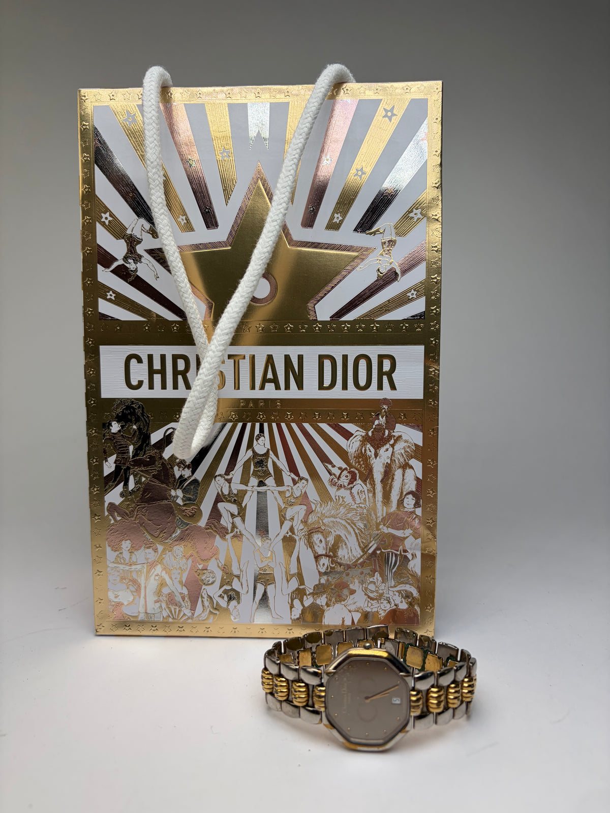 Vintage Dior Two-Tone Bracelet Watch Late 1980s Gold Silver