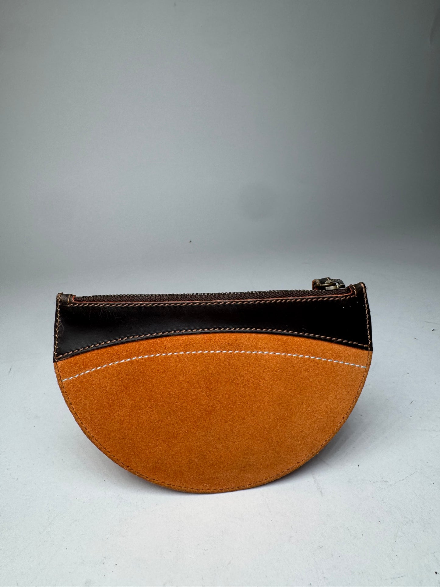 Vintage Loewe Madrid Leather / Suede Card Holder / Clutch Brown orange