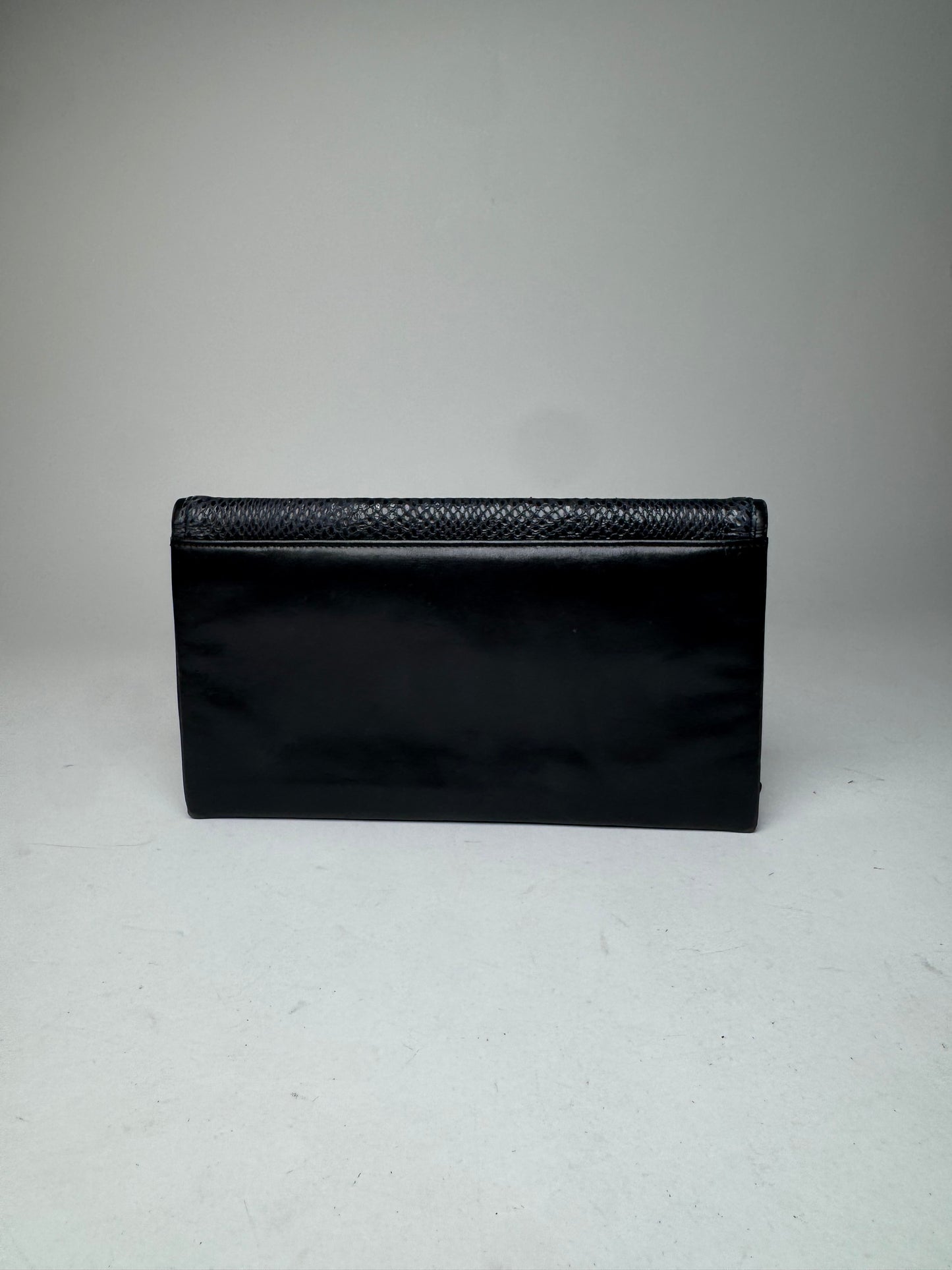 Vintage Givenchy Snake Emblossed Leather Clutch black
