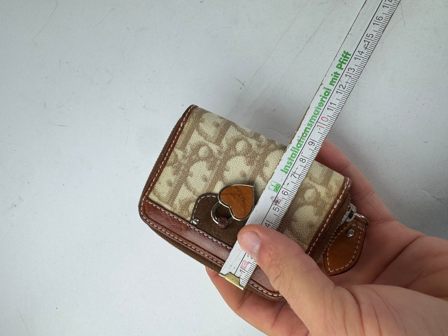 Vintage Dior Oblique Monogram Leather Card Holder Beige Brown Pink