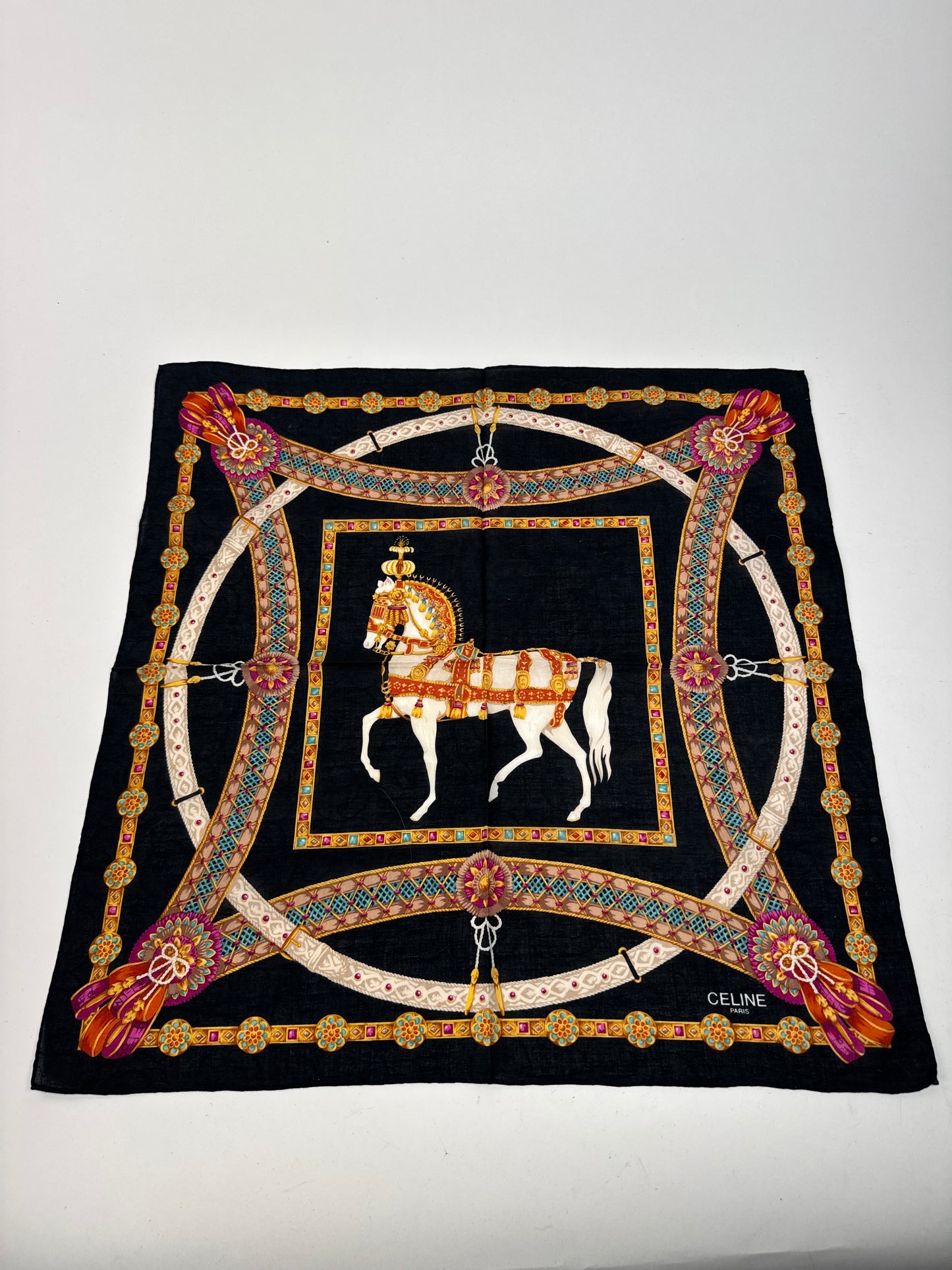 Vintage Celine Baroque scarf gold black