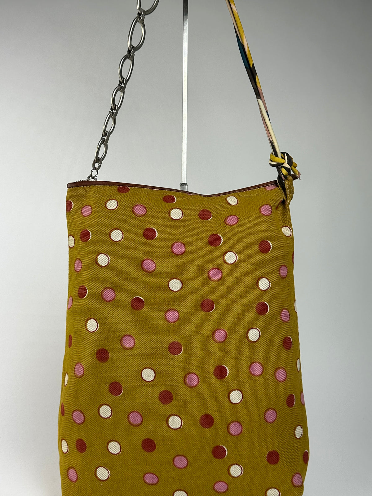 Vintage Marni Polka Dot Canvas Hobo Bag Early 2000s Yellow Pink