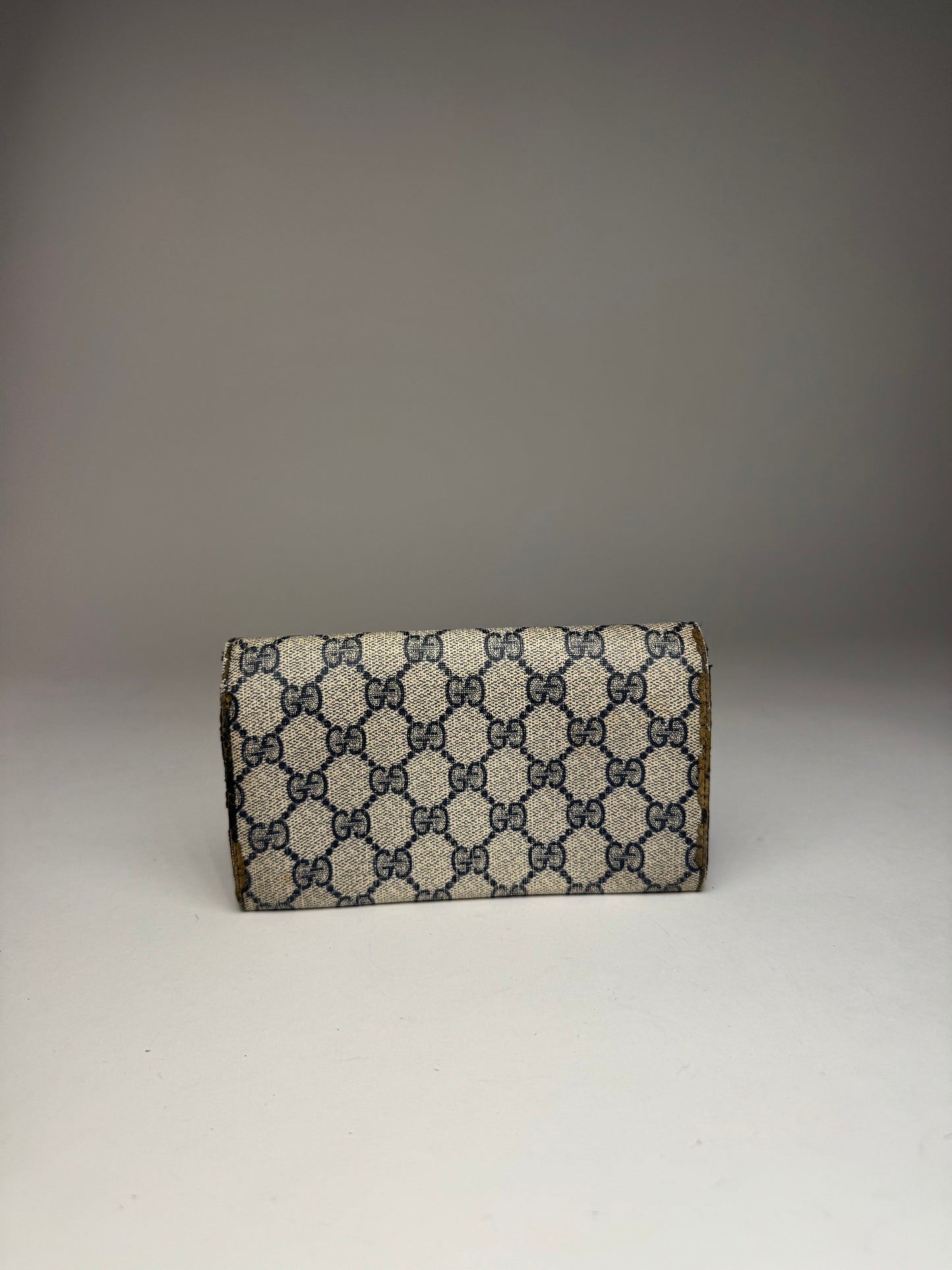 Vintage Gucci Ophidia Leather Monogram Wallet Grey Navy