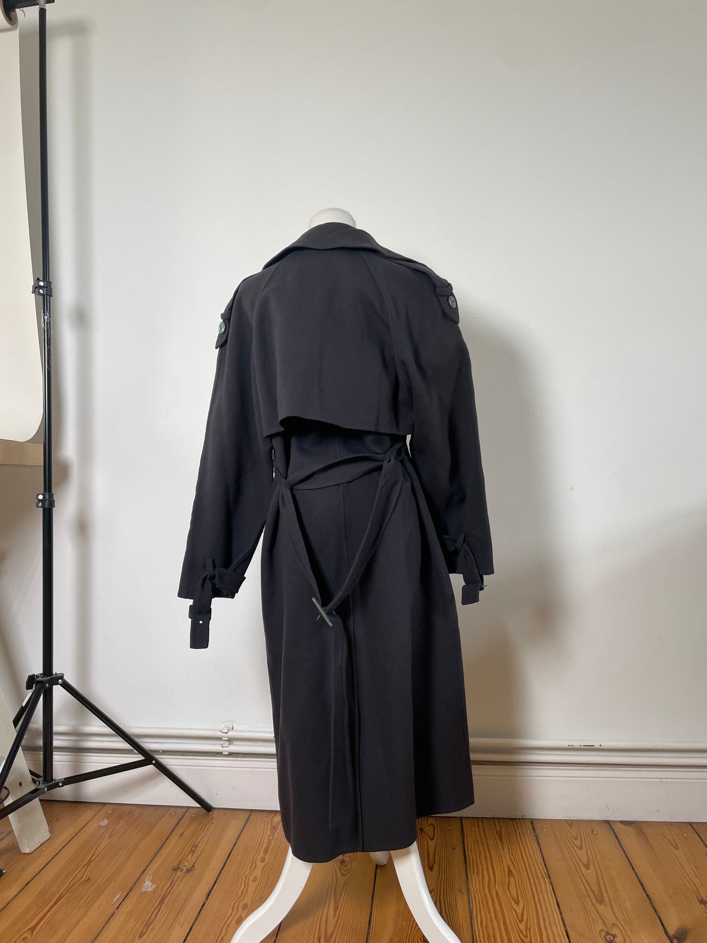 Vintage Ferragamo Wool Blend Trench Coat Dark Navy L
