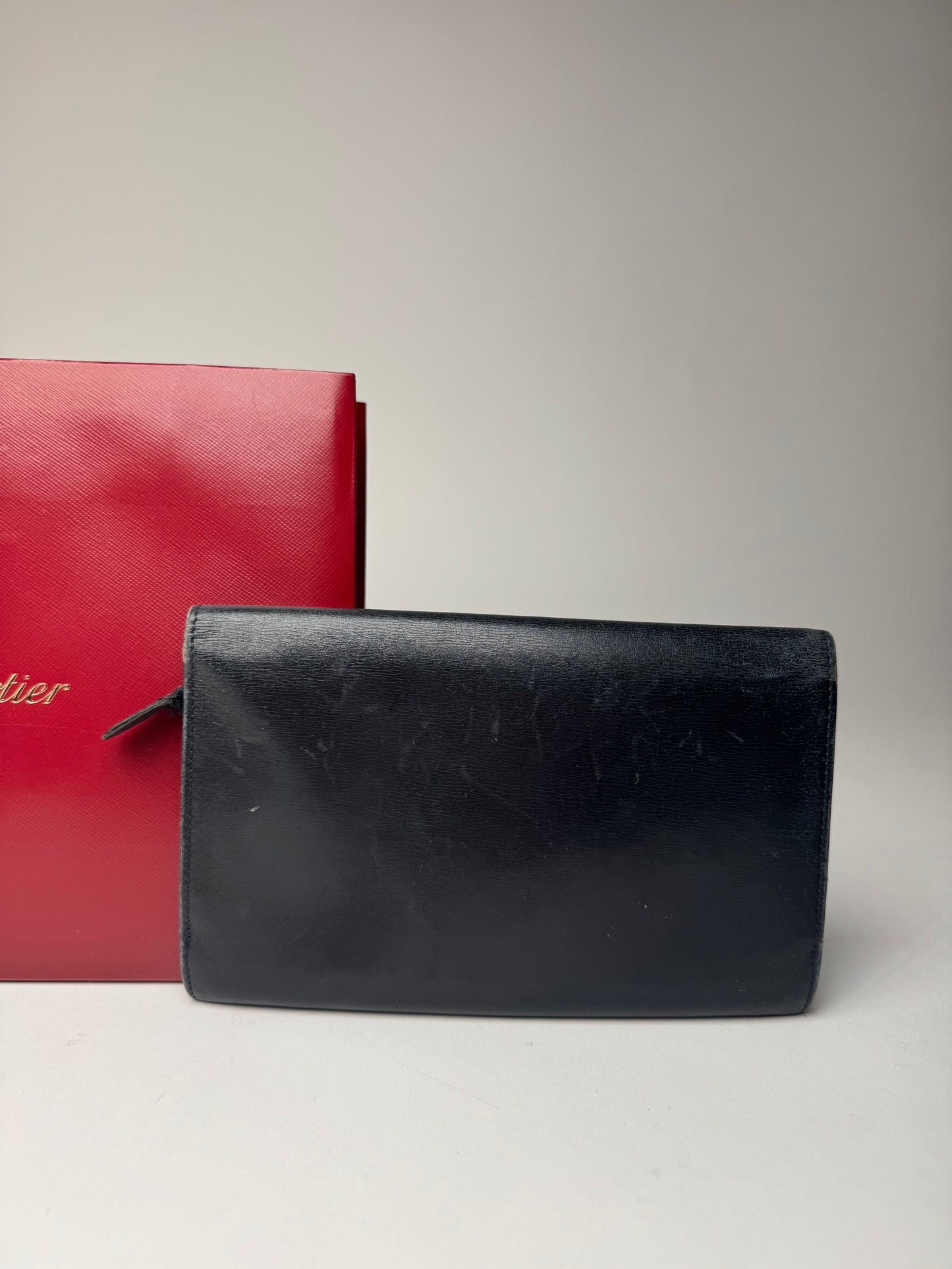 Vintage Cartier Leather Card / ID Holder Navy