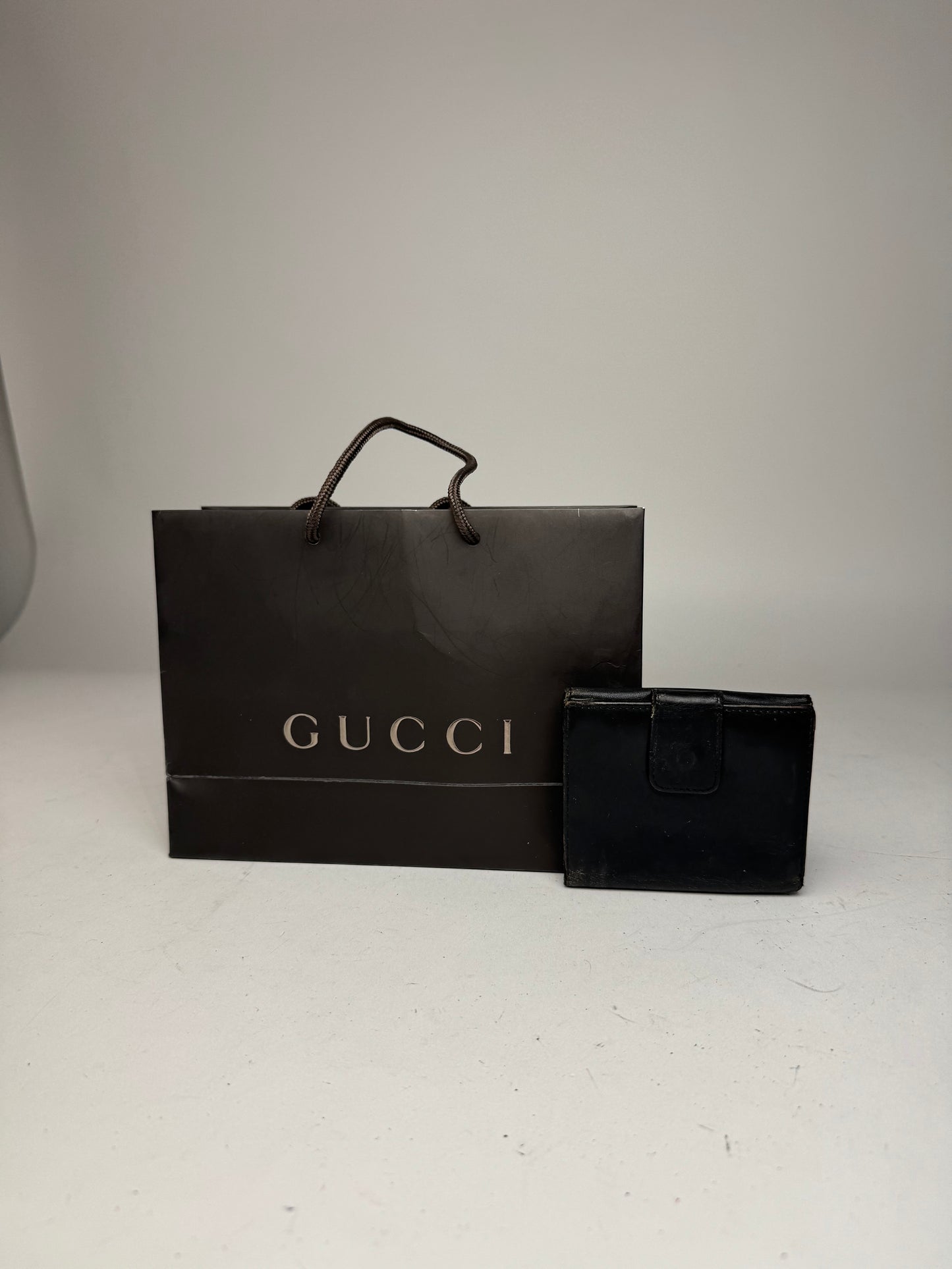 Vintage Gucci Bamboo Leather Wallet black