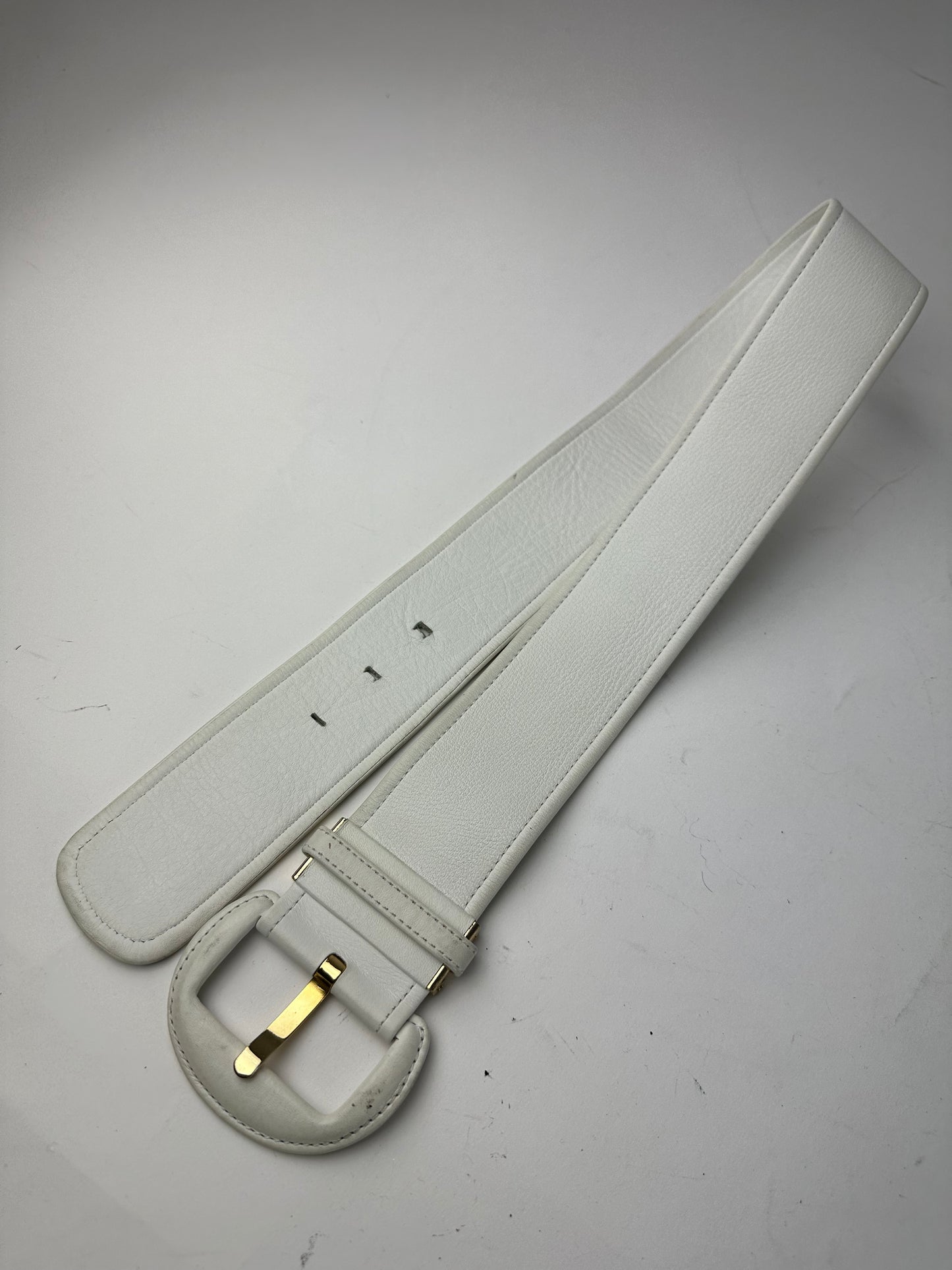 Vintage Dior Leather Belt White