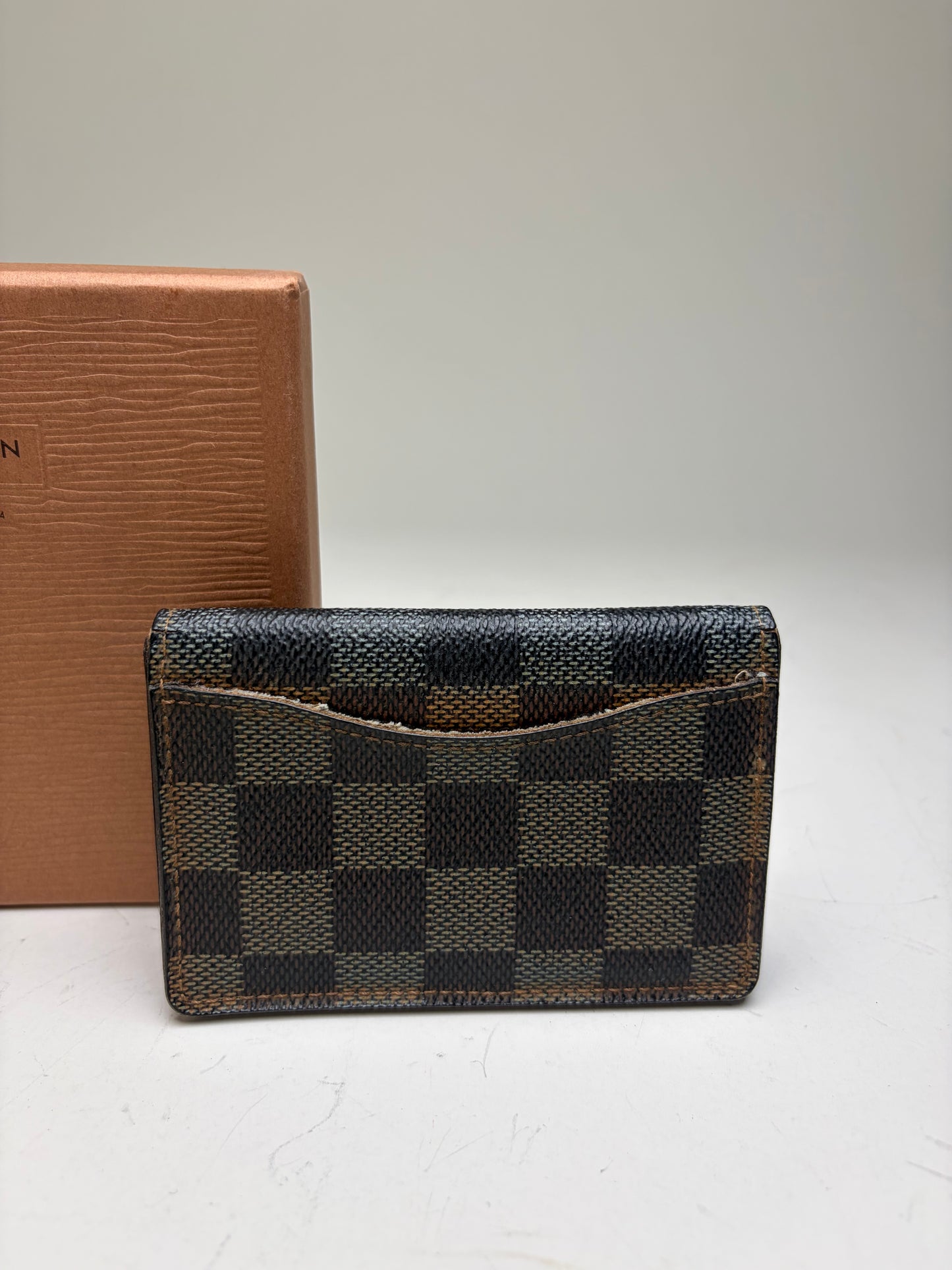 Vintage Louis Vuitton Damier Canvas Card Holder Black Brown