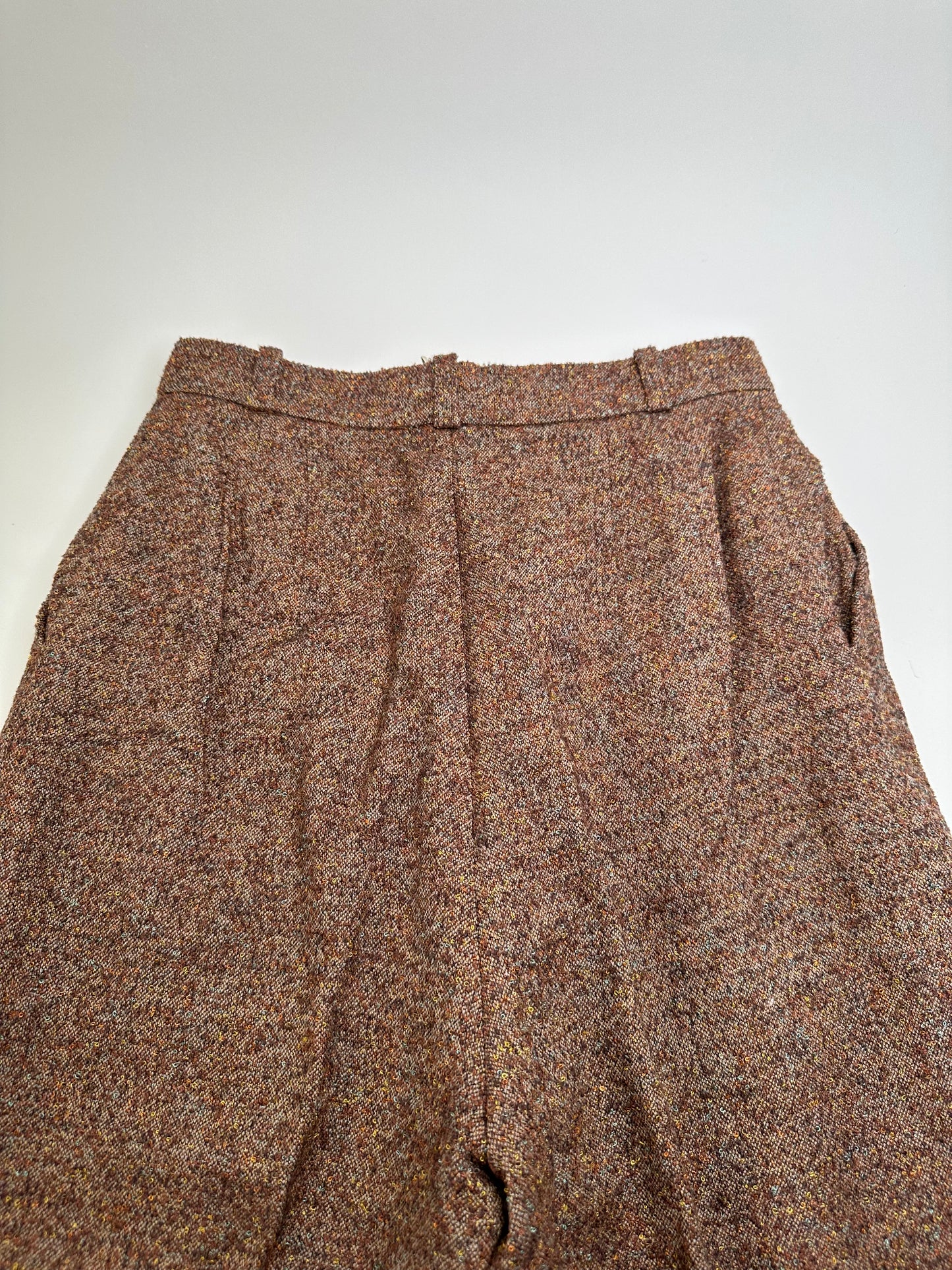 Vintage Chloe Wool Trousers Rust Brown Cream M