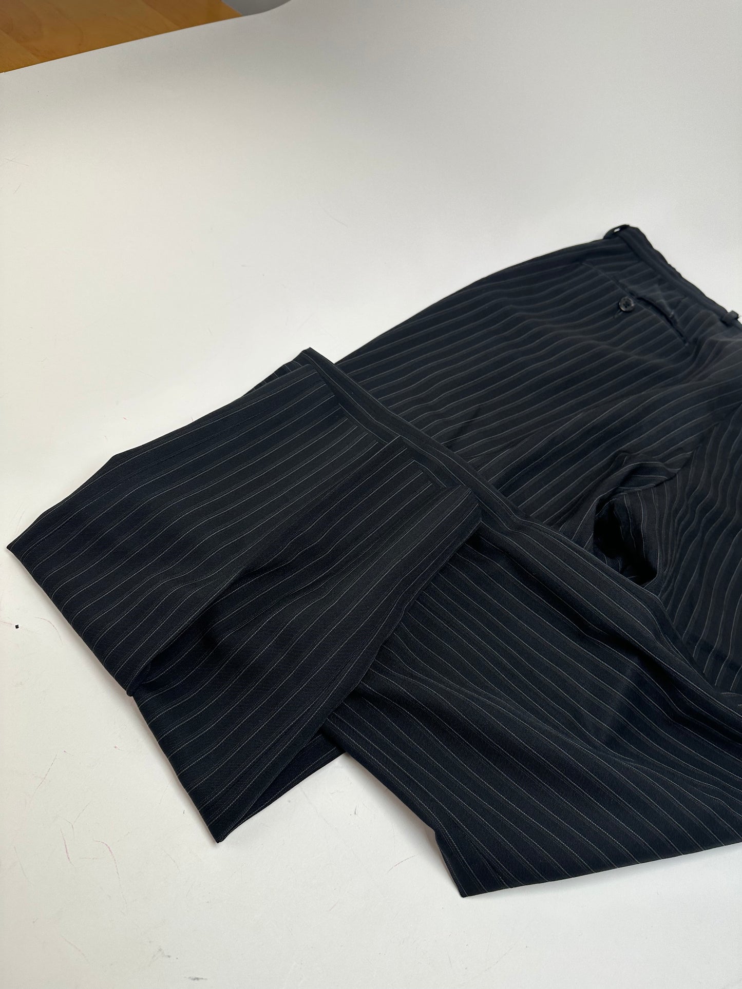 Vintage Gucci Wool Pinstripe Trousers Black M