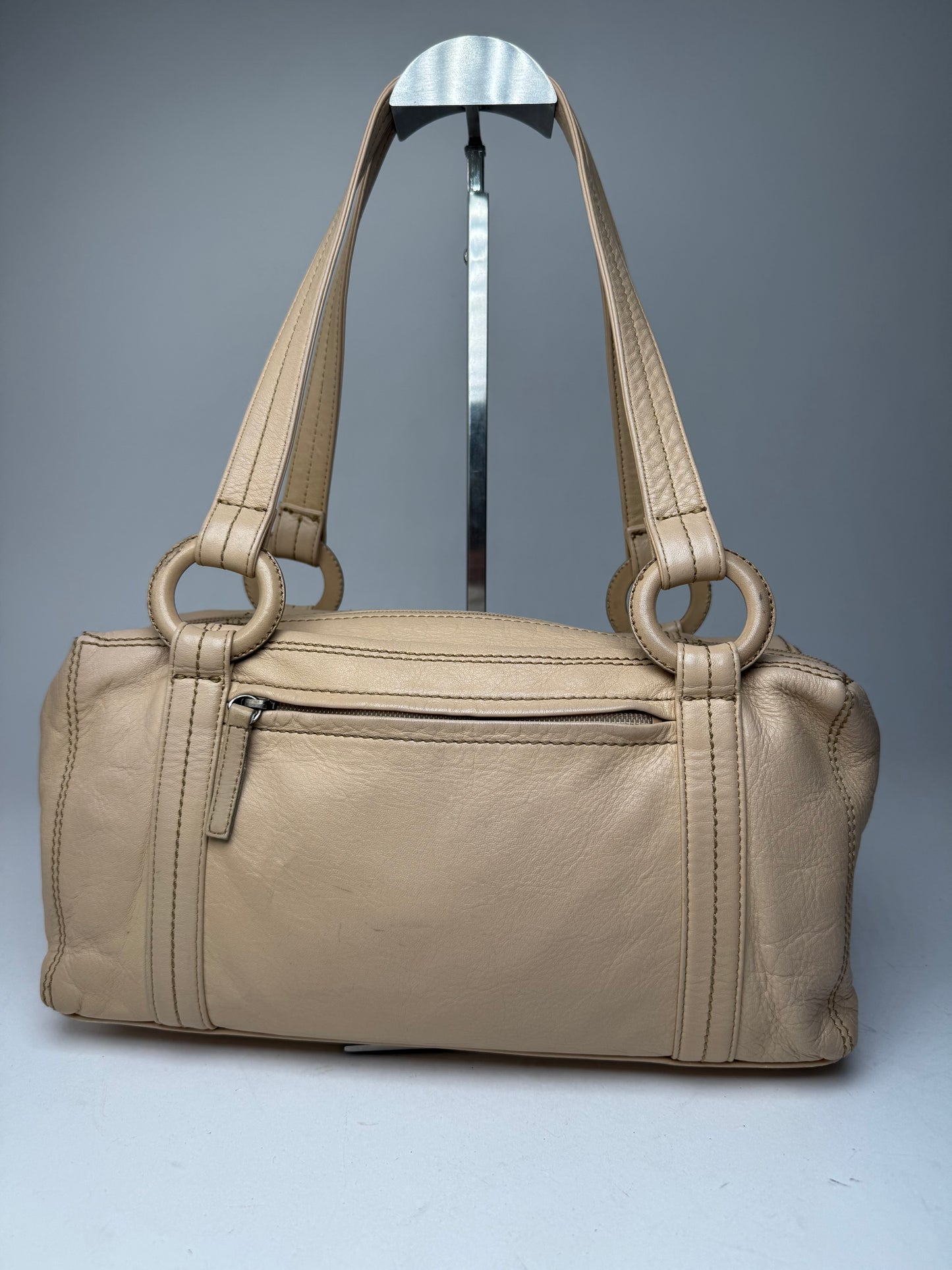 Vintage Issey Miyake Leather Handbag Beige