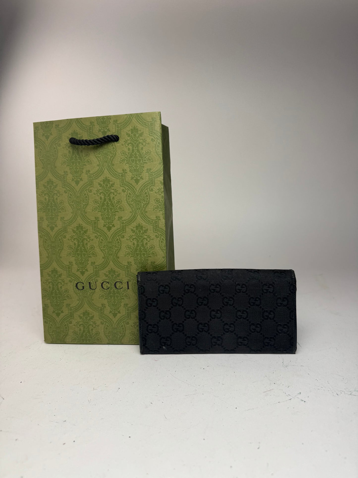 Vintage Gucci Bamboo monogram wallet black