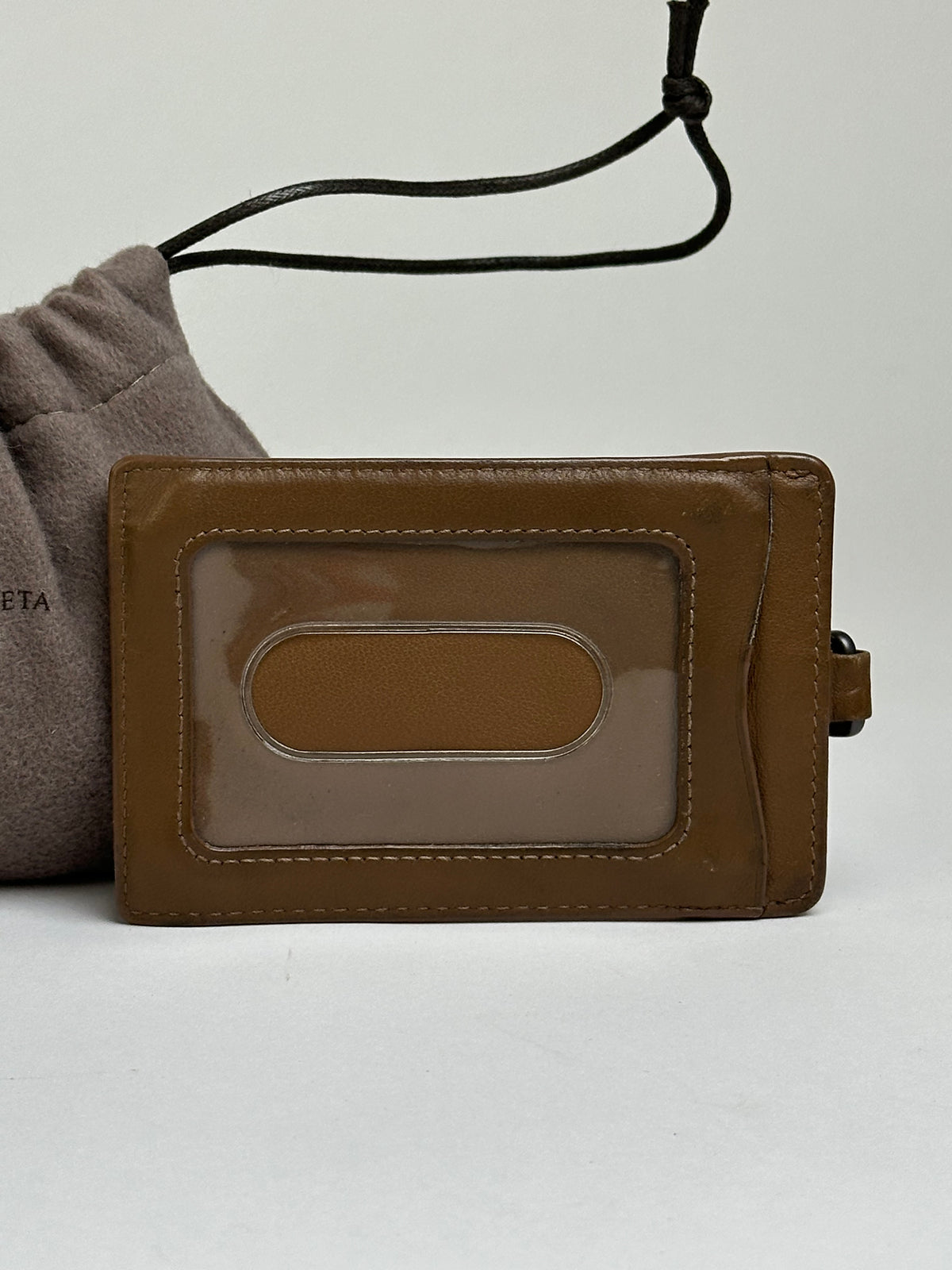 Vintage Bottega Veneta Intrecciato Woven Card Holder Early 2000s Brown Cream