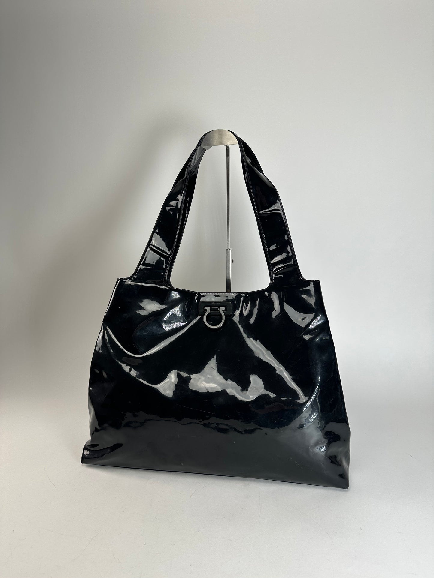 Vintage Salvatore Ferragamo Patent Leather Bag Black