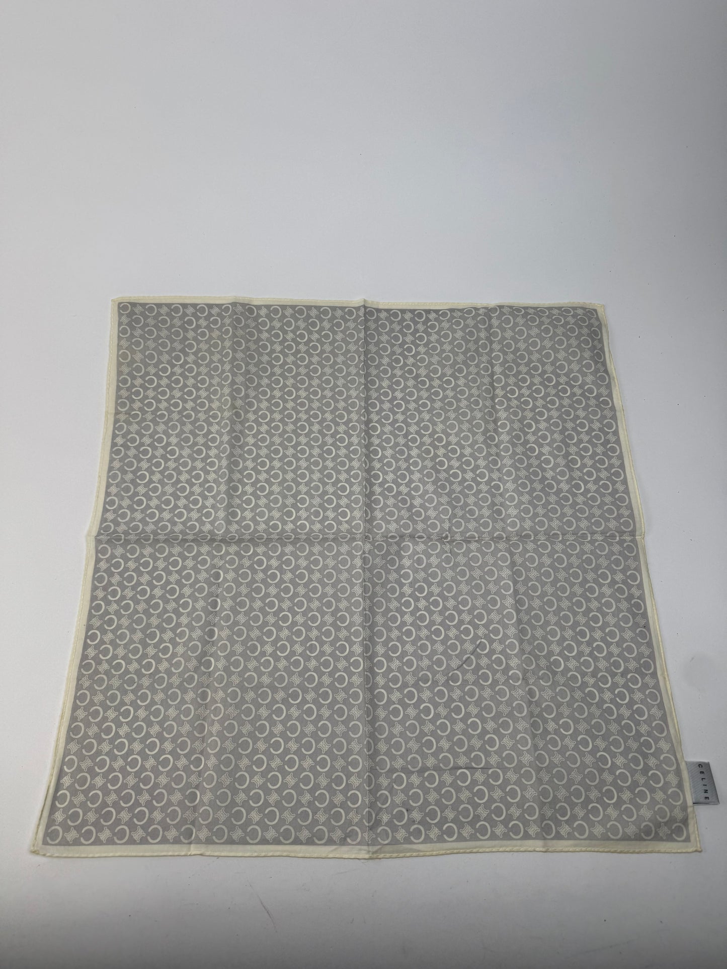 Vintage Celine Macadam Monogram Scarf white grey