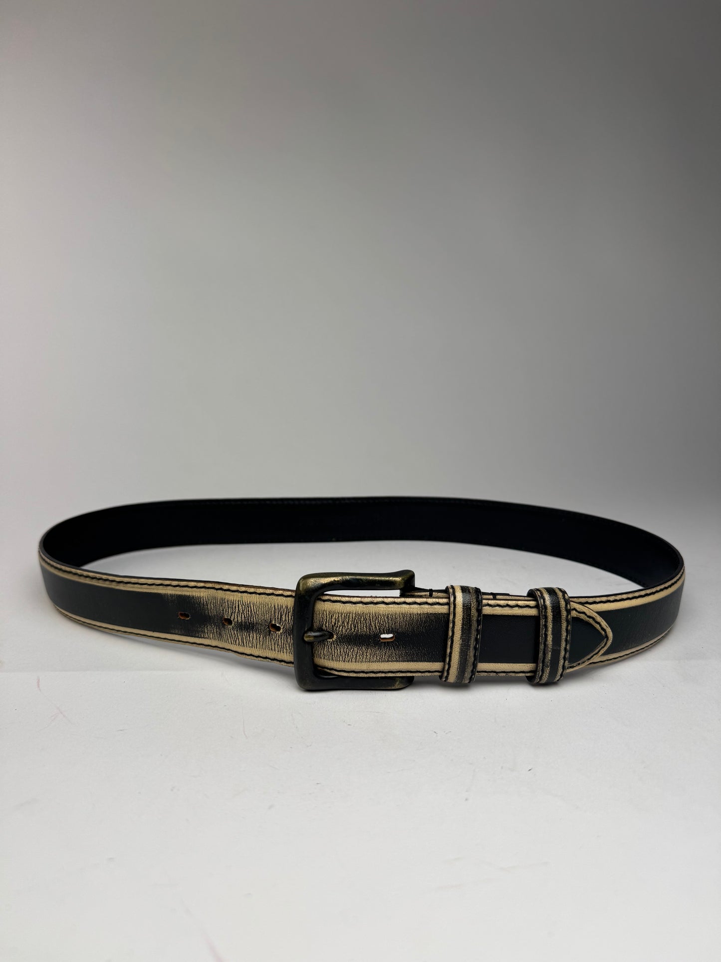 Vintage Issey Miyake Leather Belt black yellow