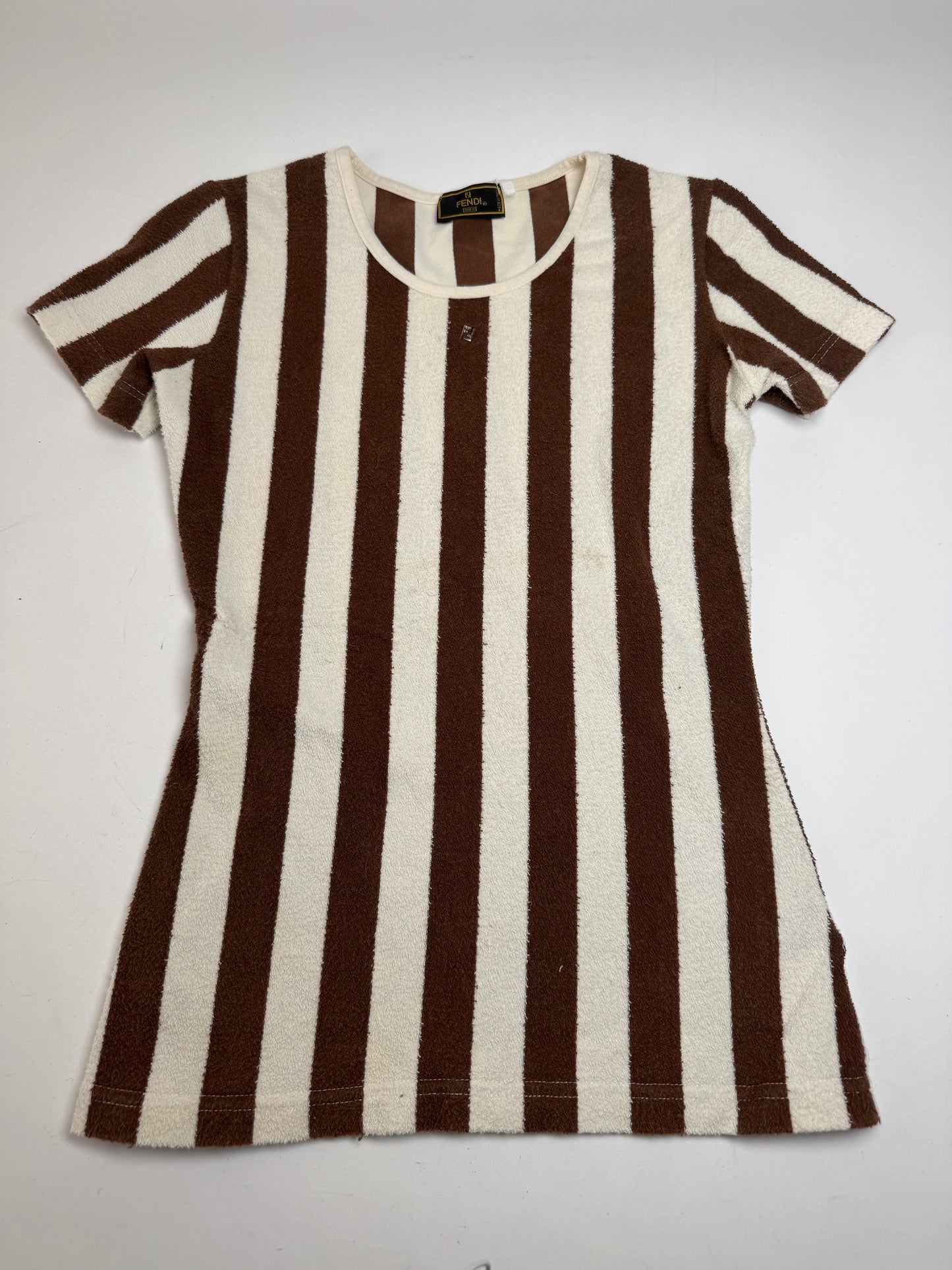 Vintage Fendi Roma Striped Shirt white brown 36/S