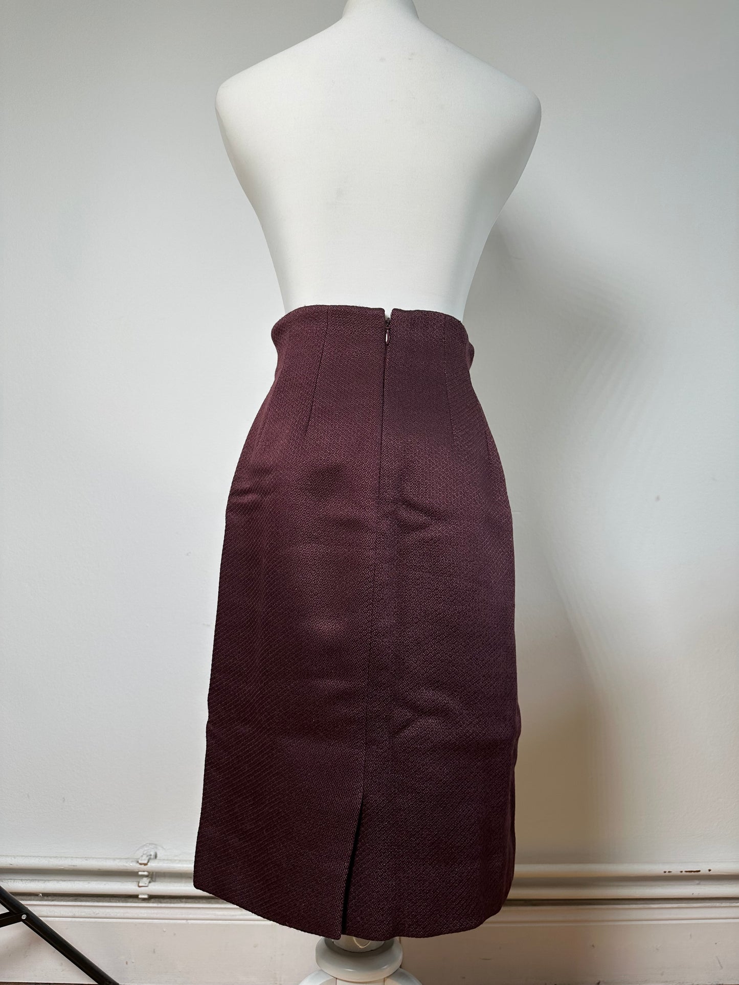 Vintage Celine Wool Blend Skirt Burgundy M