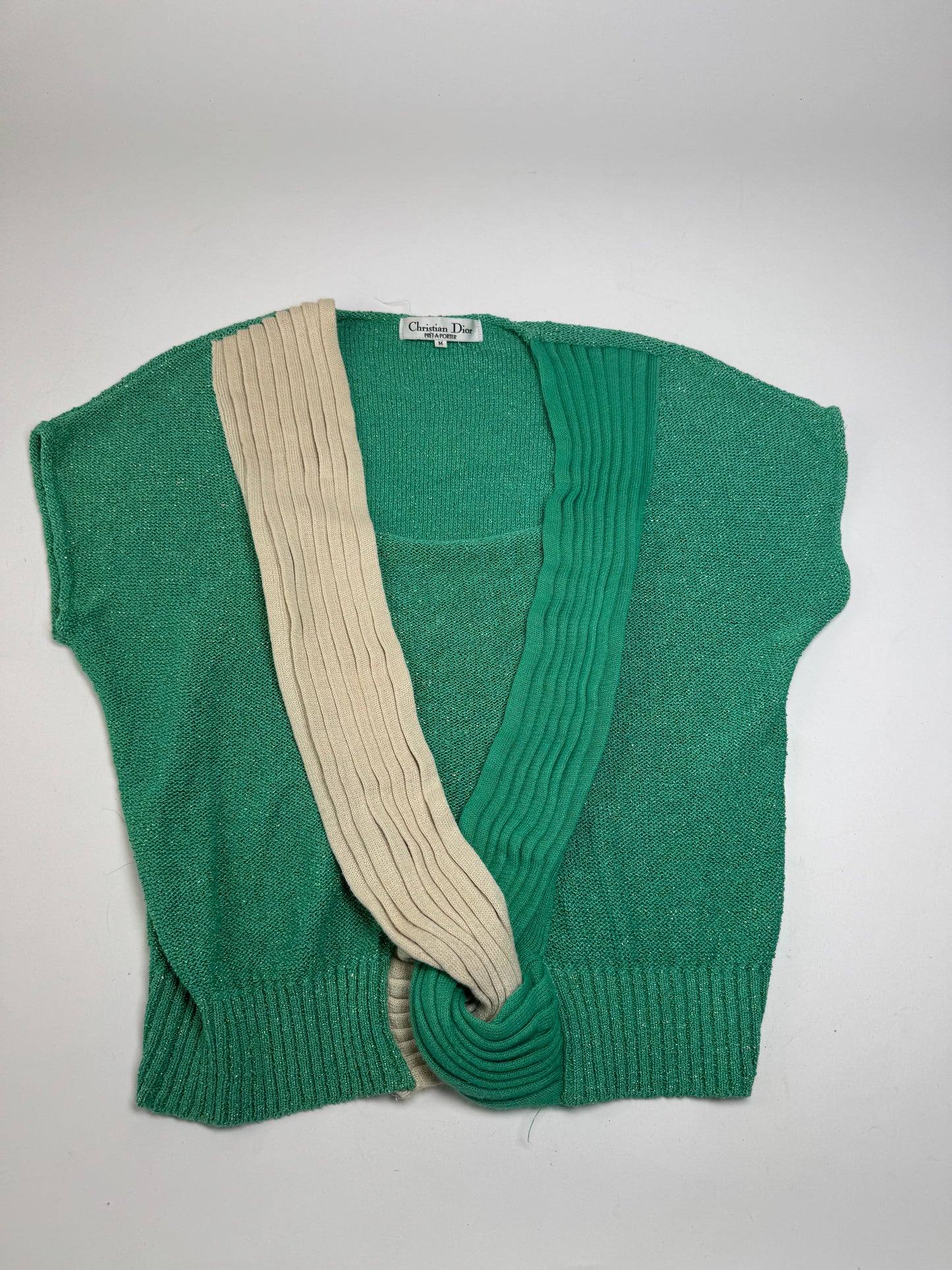 Vintage Dior Wool Top/Sweather Green Beige 38/M