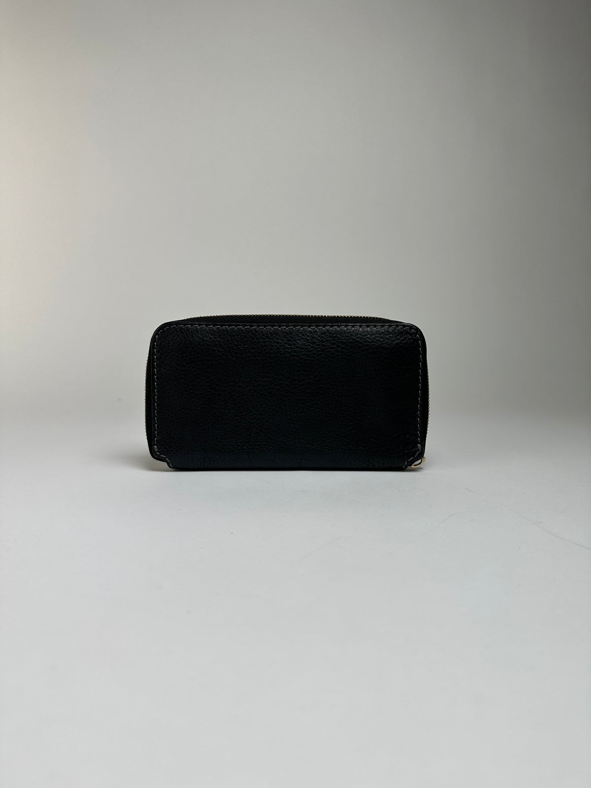 Vintage Chloé Pebbled Leather Bifold Wallet Black Gold