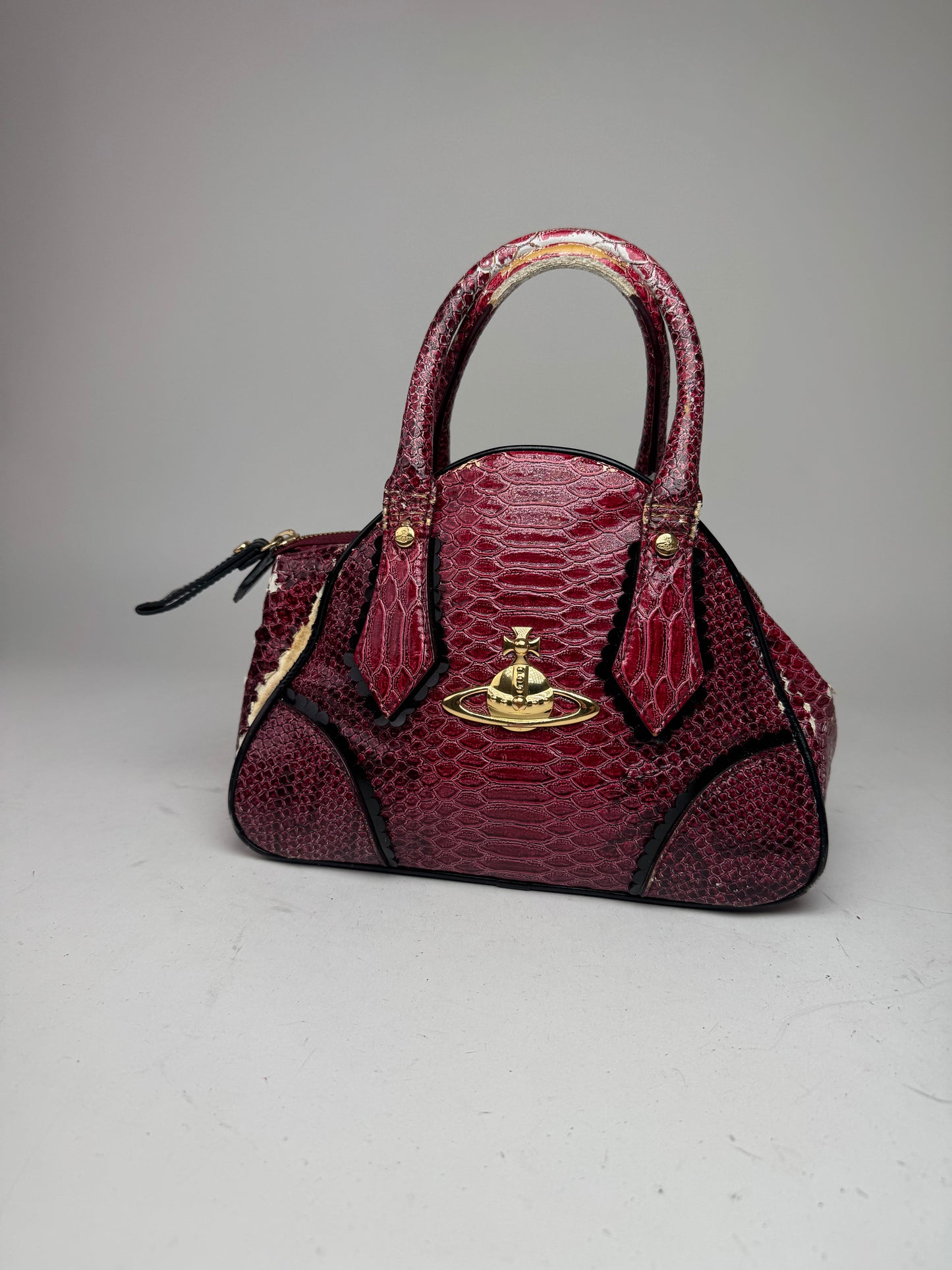 Vintage Vivienne Westwood Crocodile Emblossed Handbag Purple
