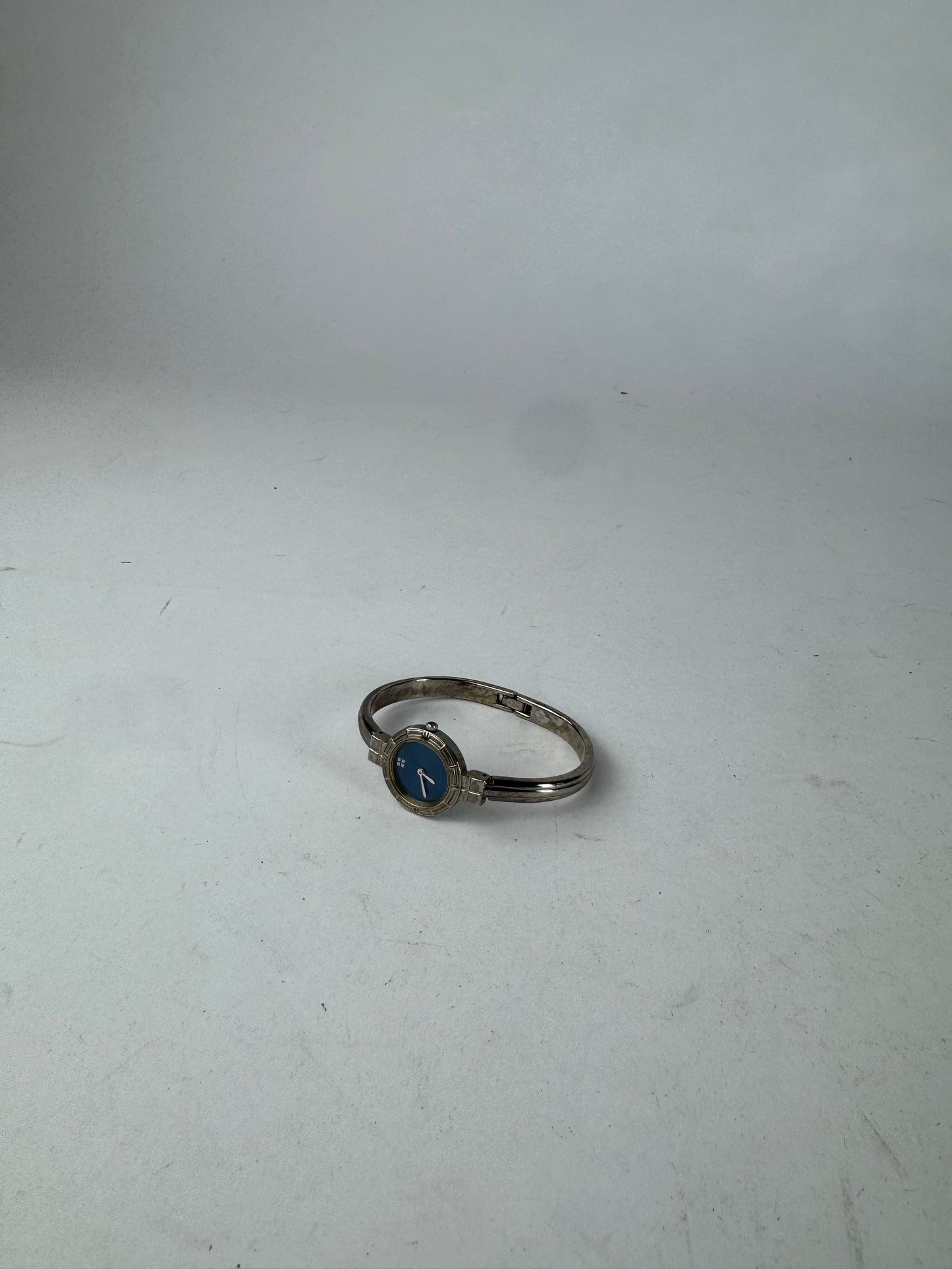 Vintage Yves Saint Laurent Quartz Steel Watch Silver Blue