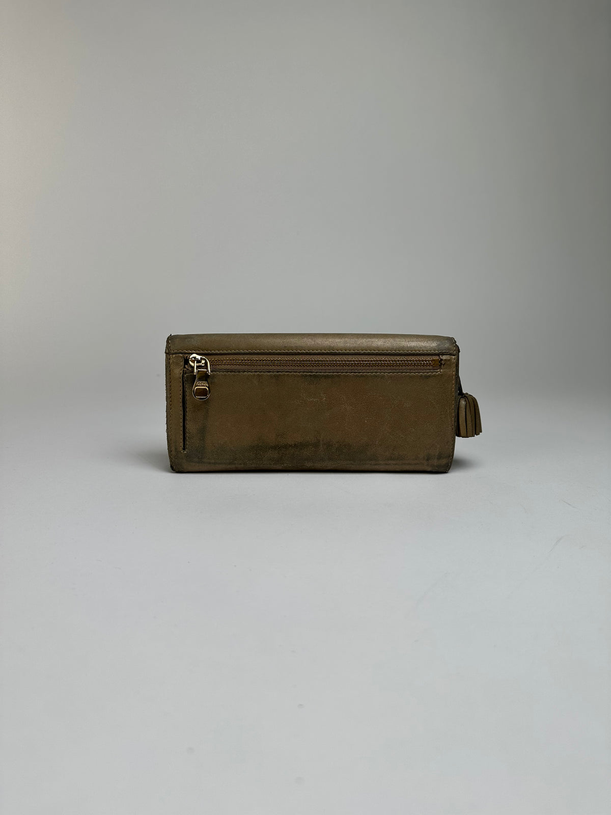 Vintage Loewe Textured Leather Bifold Wallet Late 1990s Olive