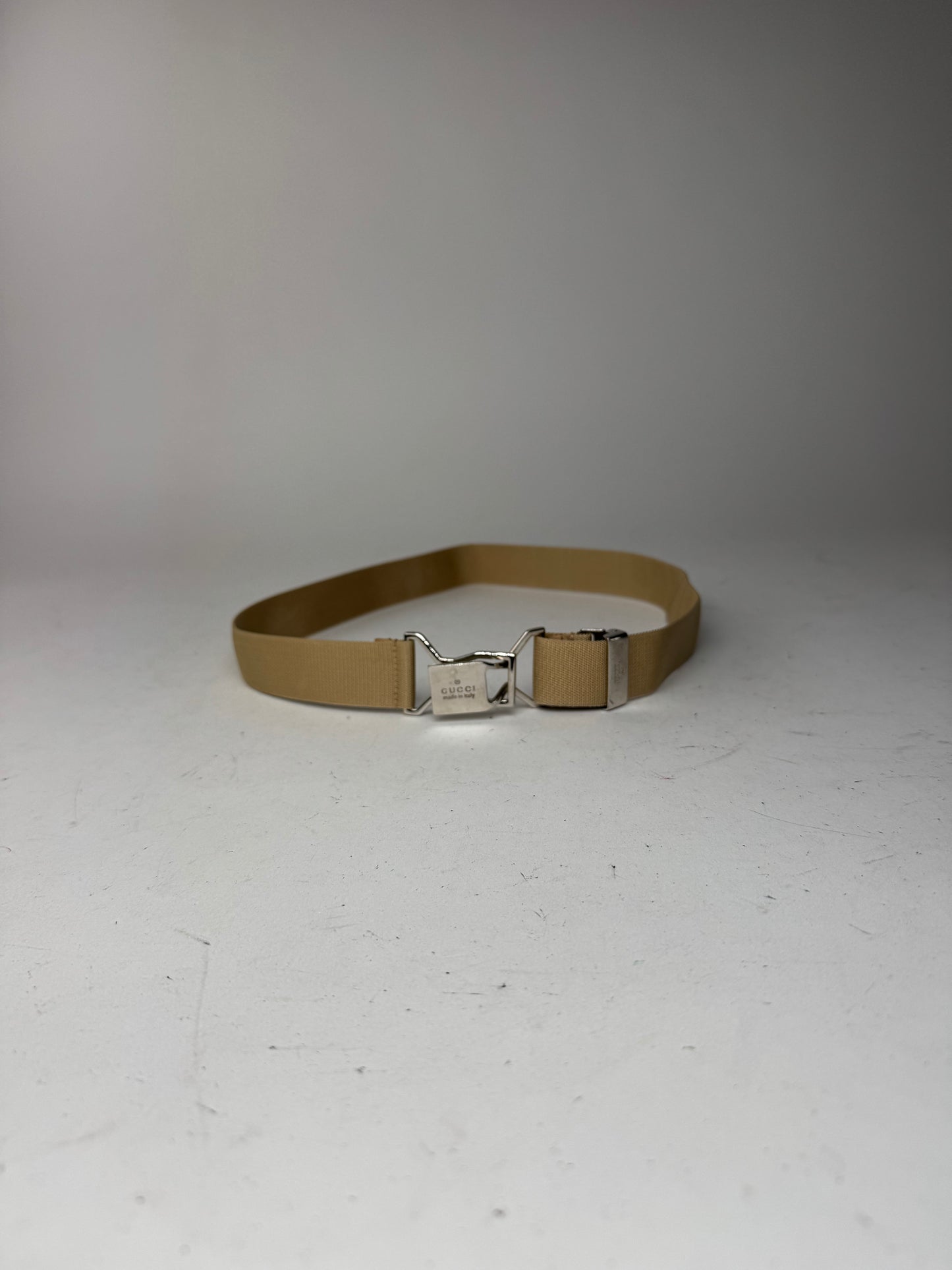 Vintage Gucci Canvas Belt beige Silver