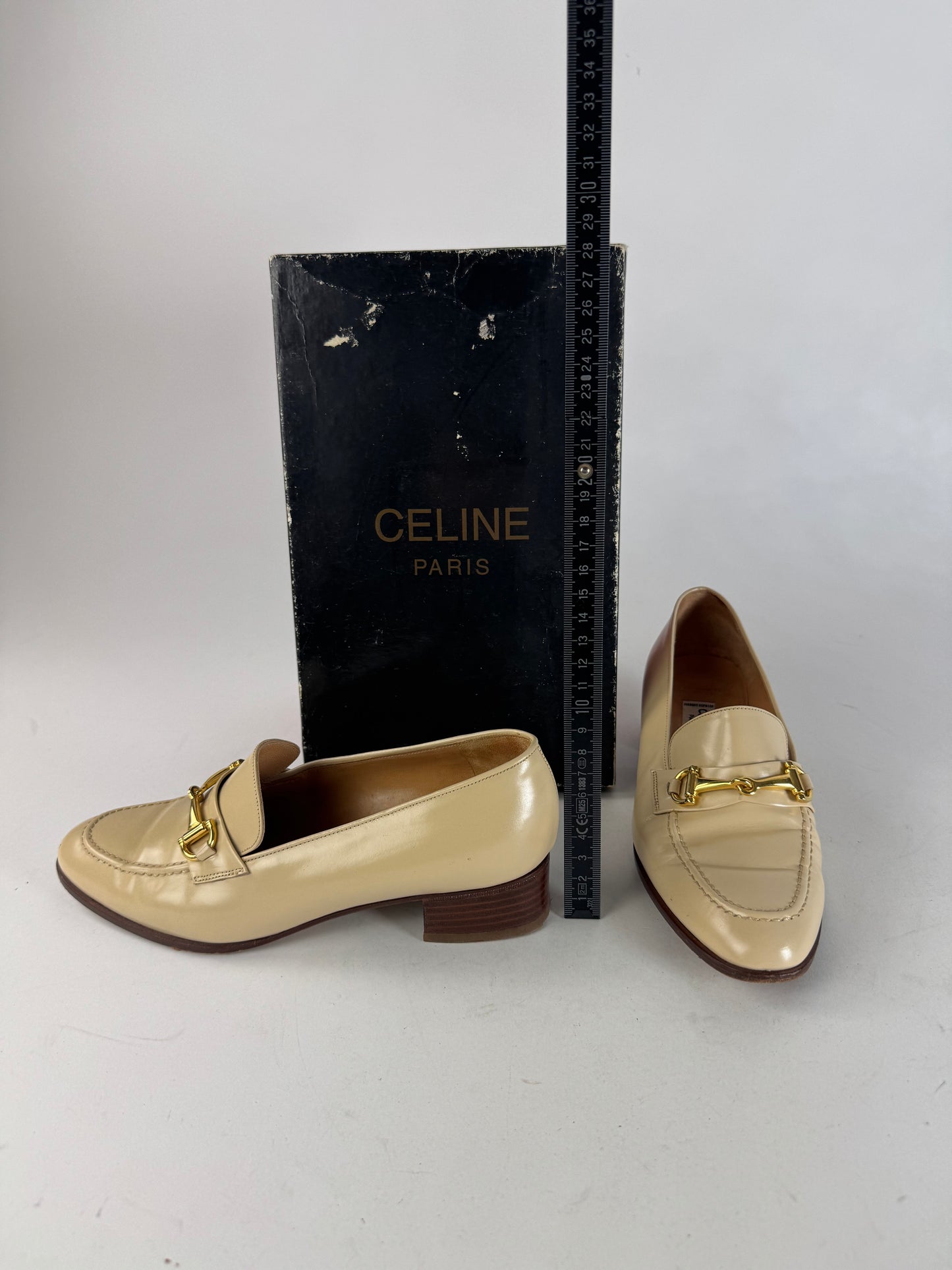 Vintage Celine Patent Leather Loafer Beige