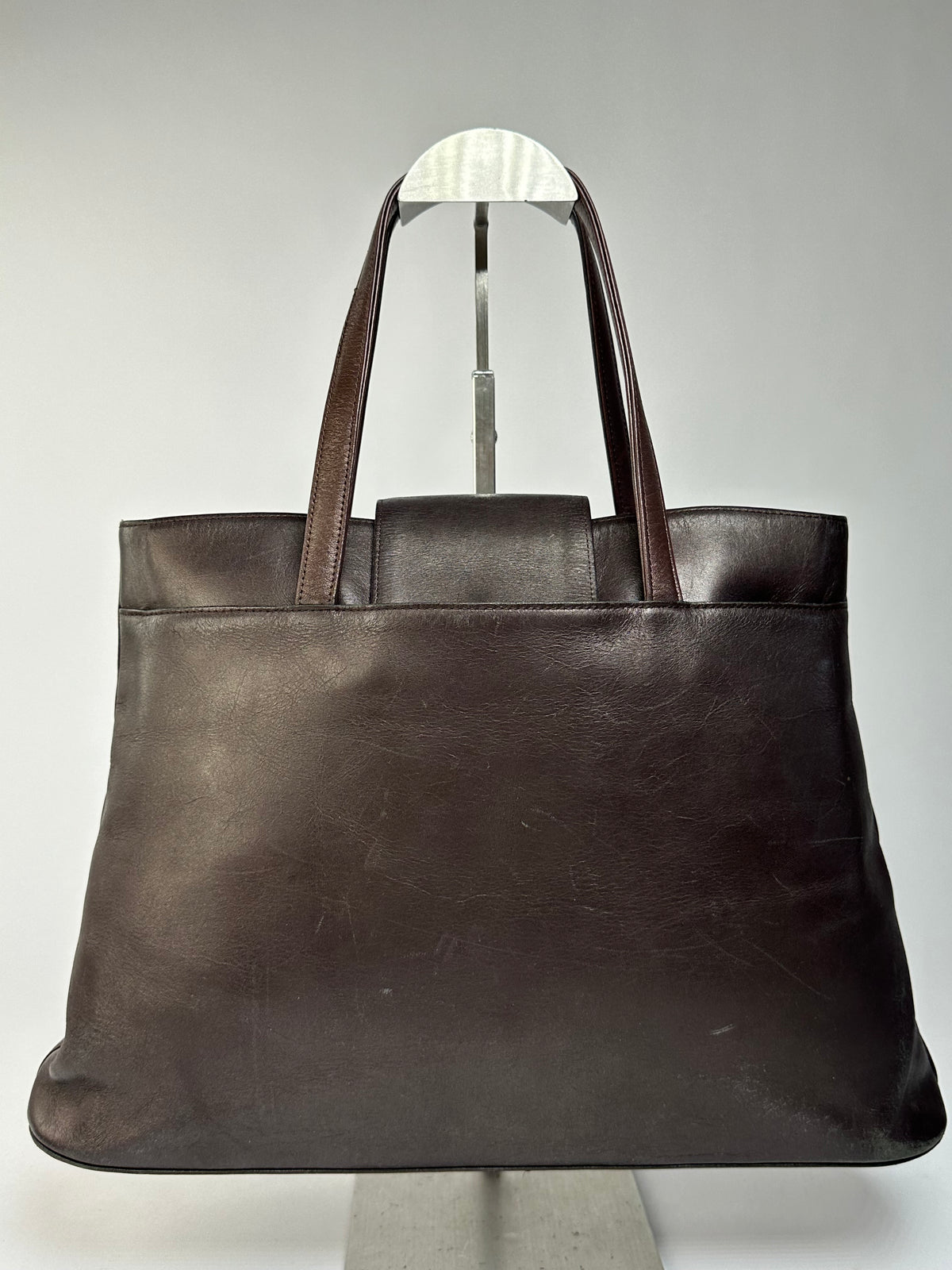 Vintage Givenchy Leather Tote Late 1990s Dark Brown