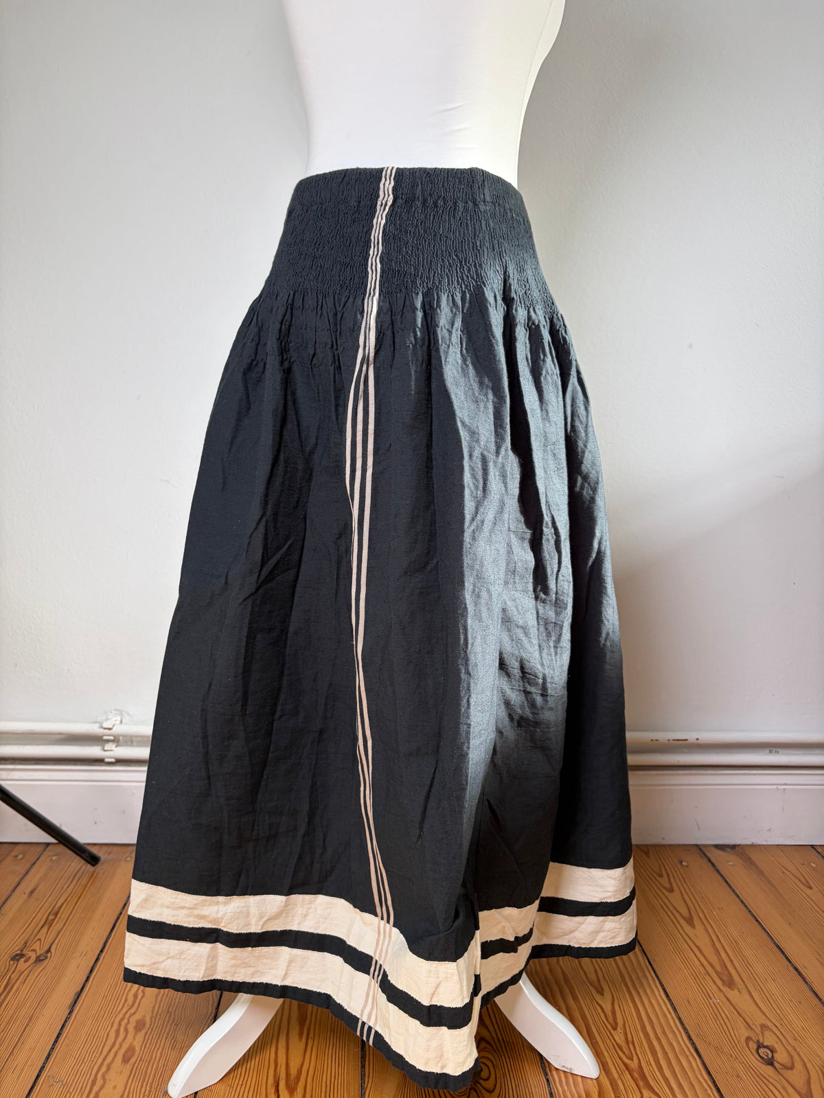Vintage Issey Miyake Maxi Skirt Black Cream M