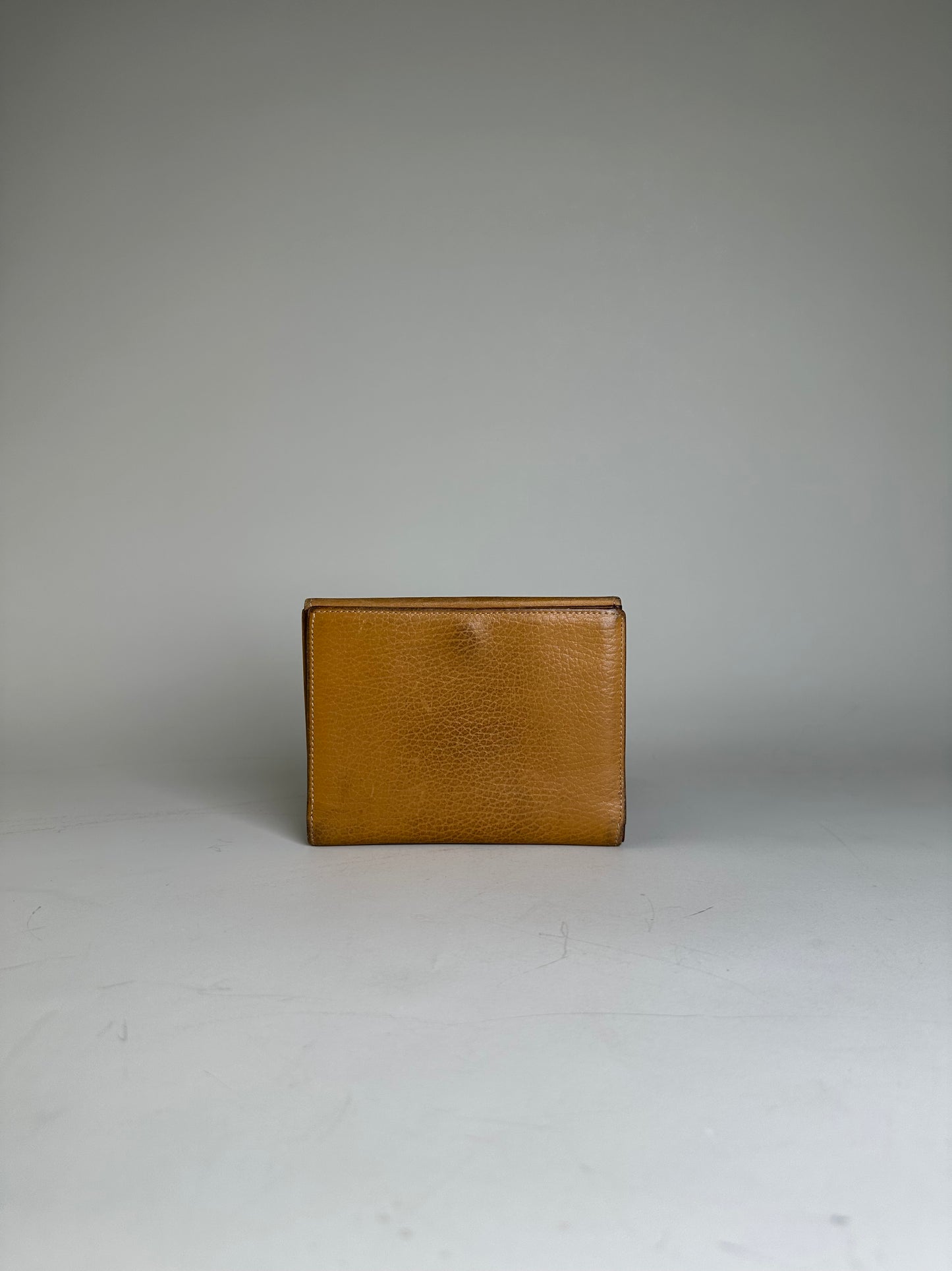 Vintage Loewe Grained Leather Wallet Tan Gold