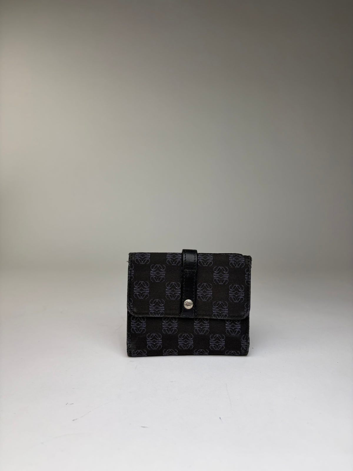 Vintage Loewe Anagram Canvas Bifold Wallet Late 1990s Black Grey