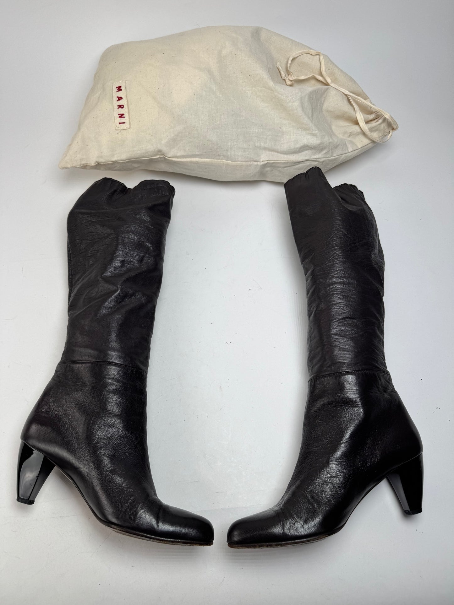 Vintage Marni Leather Heeled Boots Brown EU38