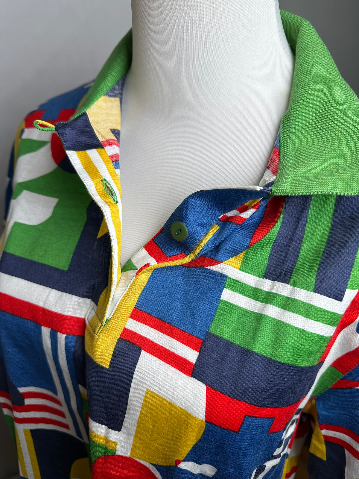 Vintage Dior Monsieur Sport Polo Shirt c. Late 1980s Multicolour L