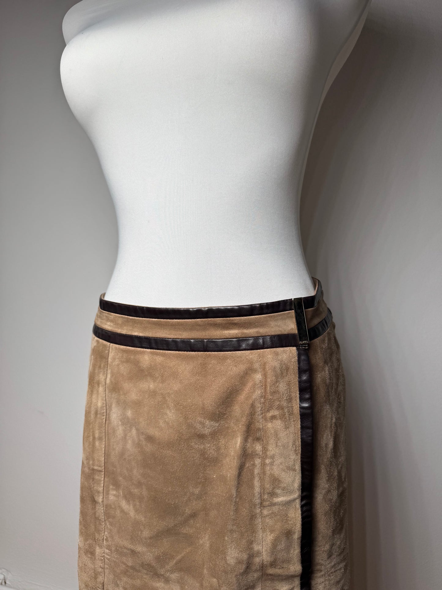 Vintage Gucci Suede Leather Skirt Brown 36/S