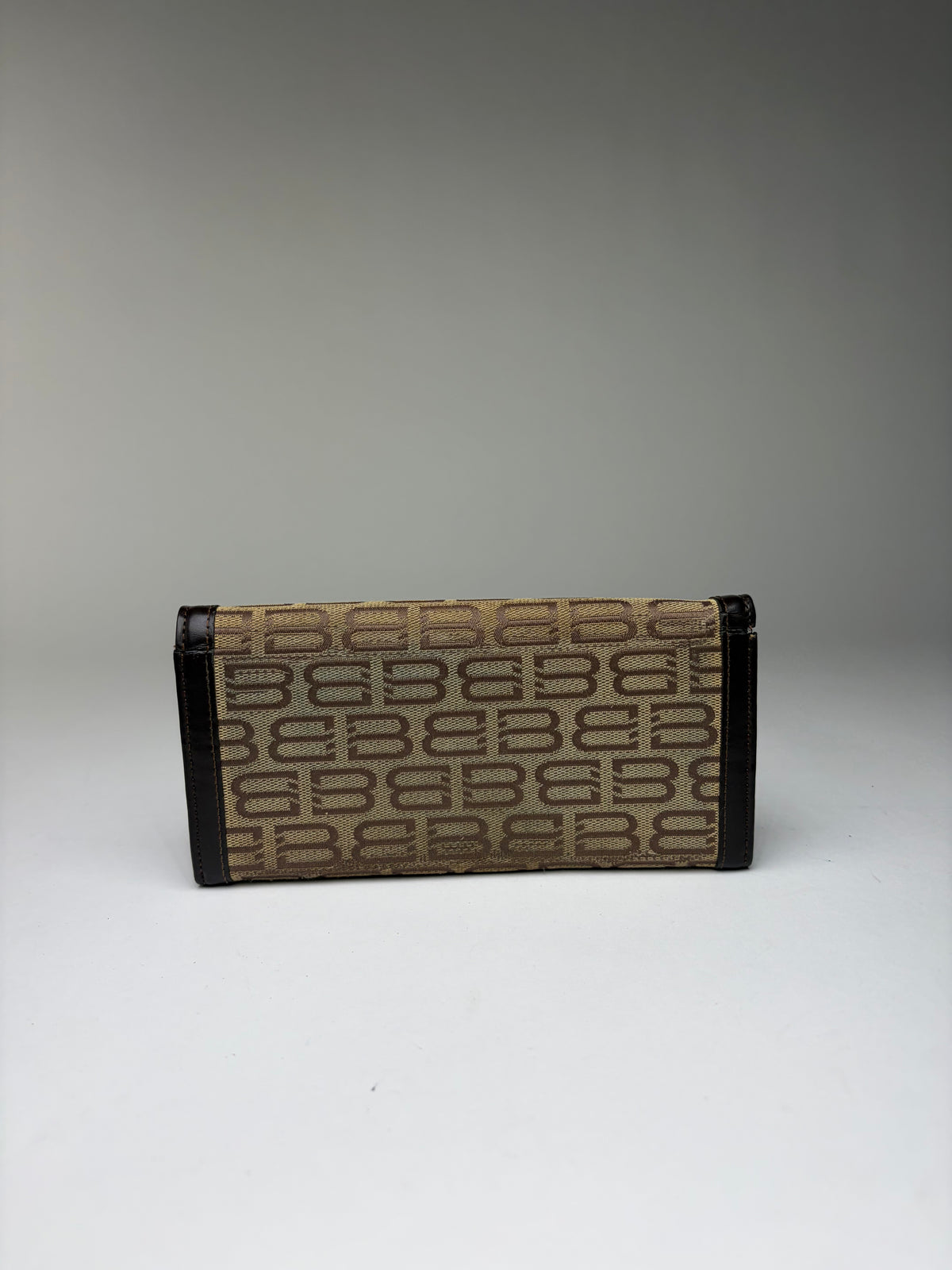Vintage Balenciaga BB Monogram Bifold Wallet Late 1990s Beige Brown