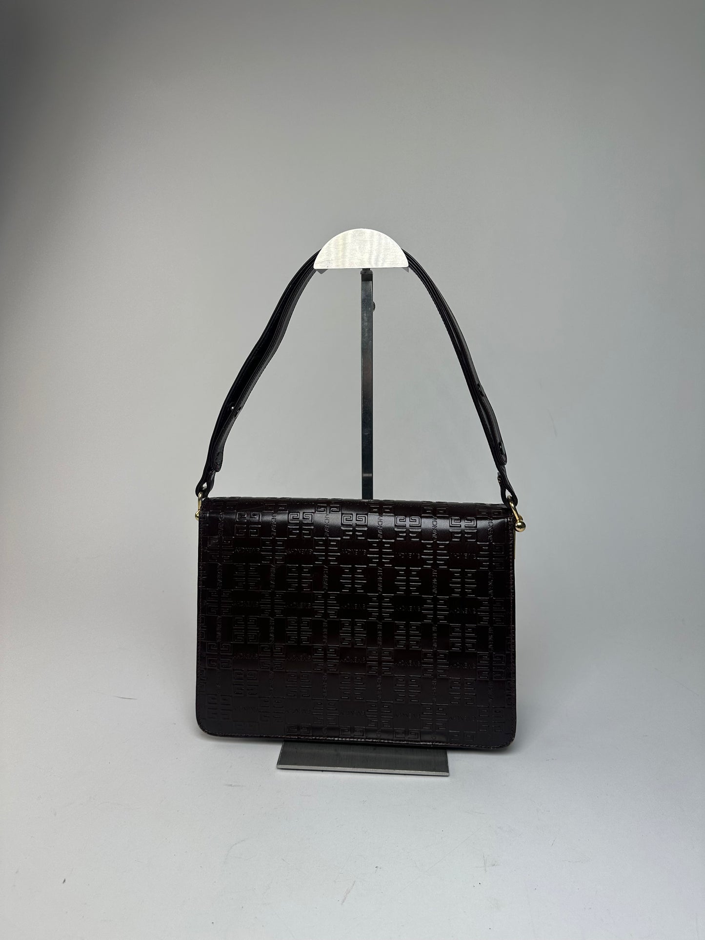 Vintage Givenchy Monogram Leather 2 Way Bag Brown