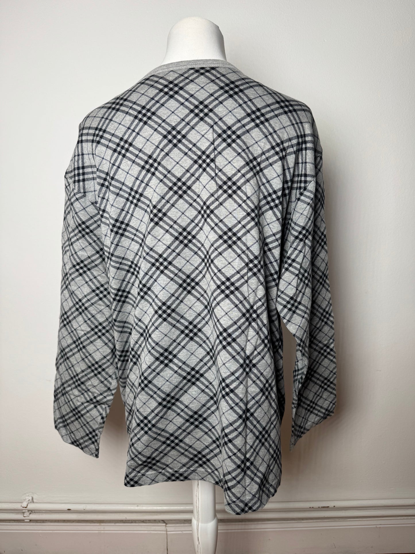 Vintage Burberry Checked Crewneck Sweater L Grey Black