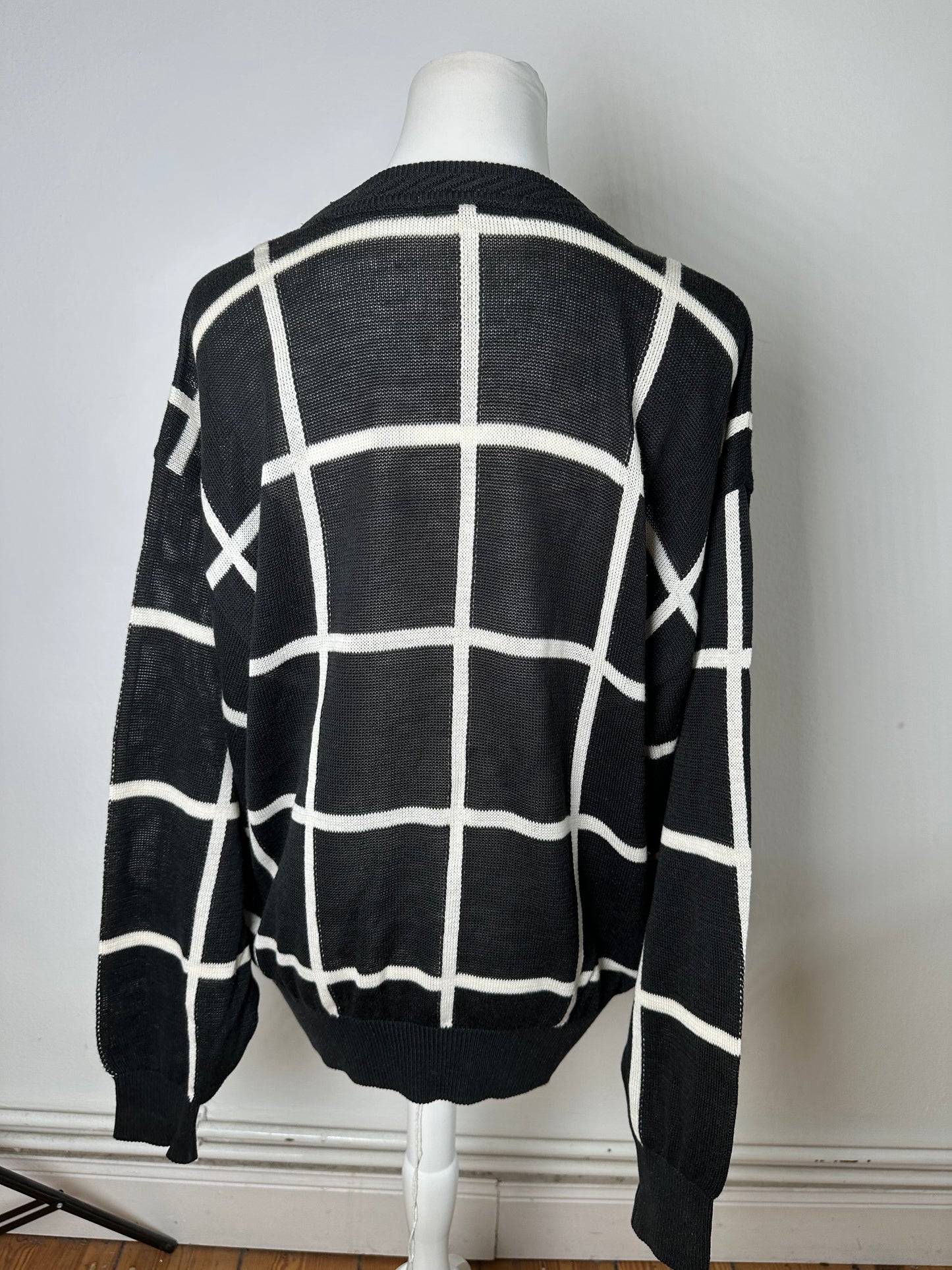 Vintage Balenciaga Linen Cotton Sweater Black White M