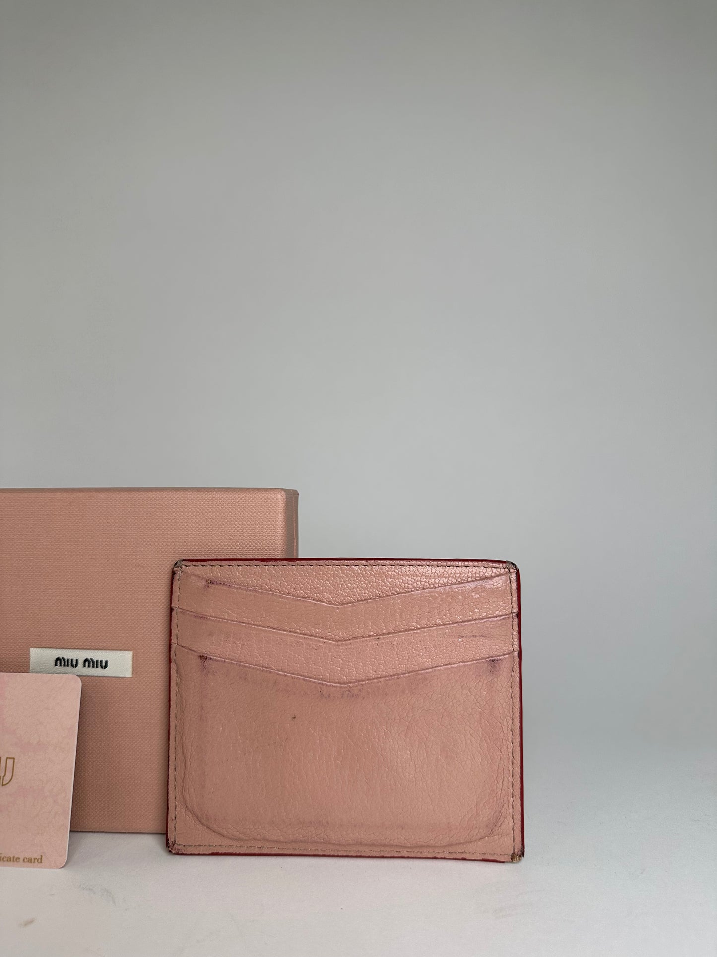 Vintage Miu Miu Madras Leather Card Holder Pink