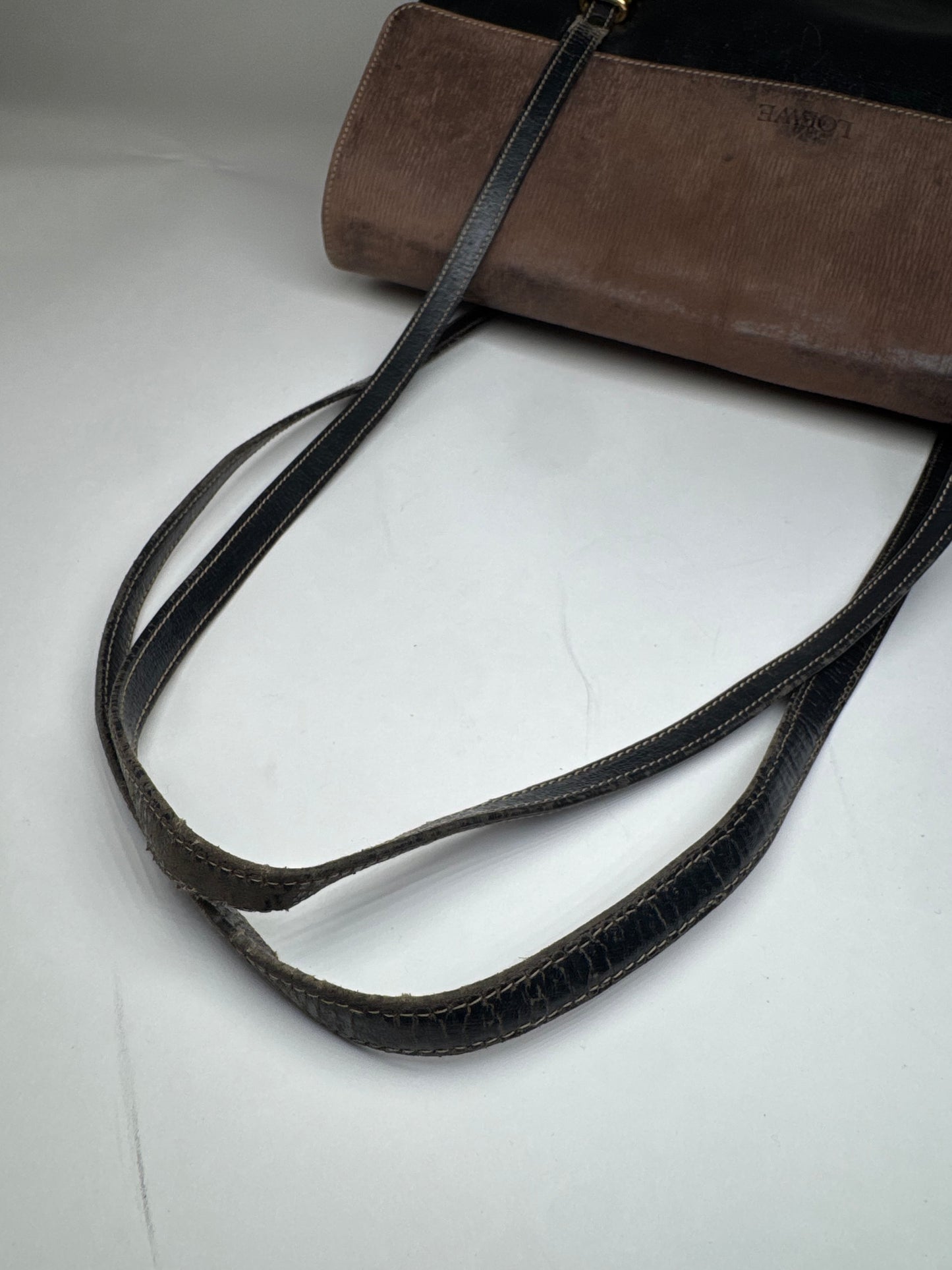 Vintage Loewe Madrid Leather Handbag Brown Black