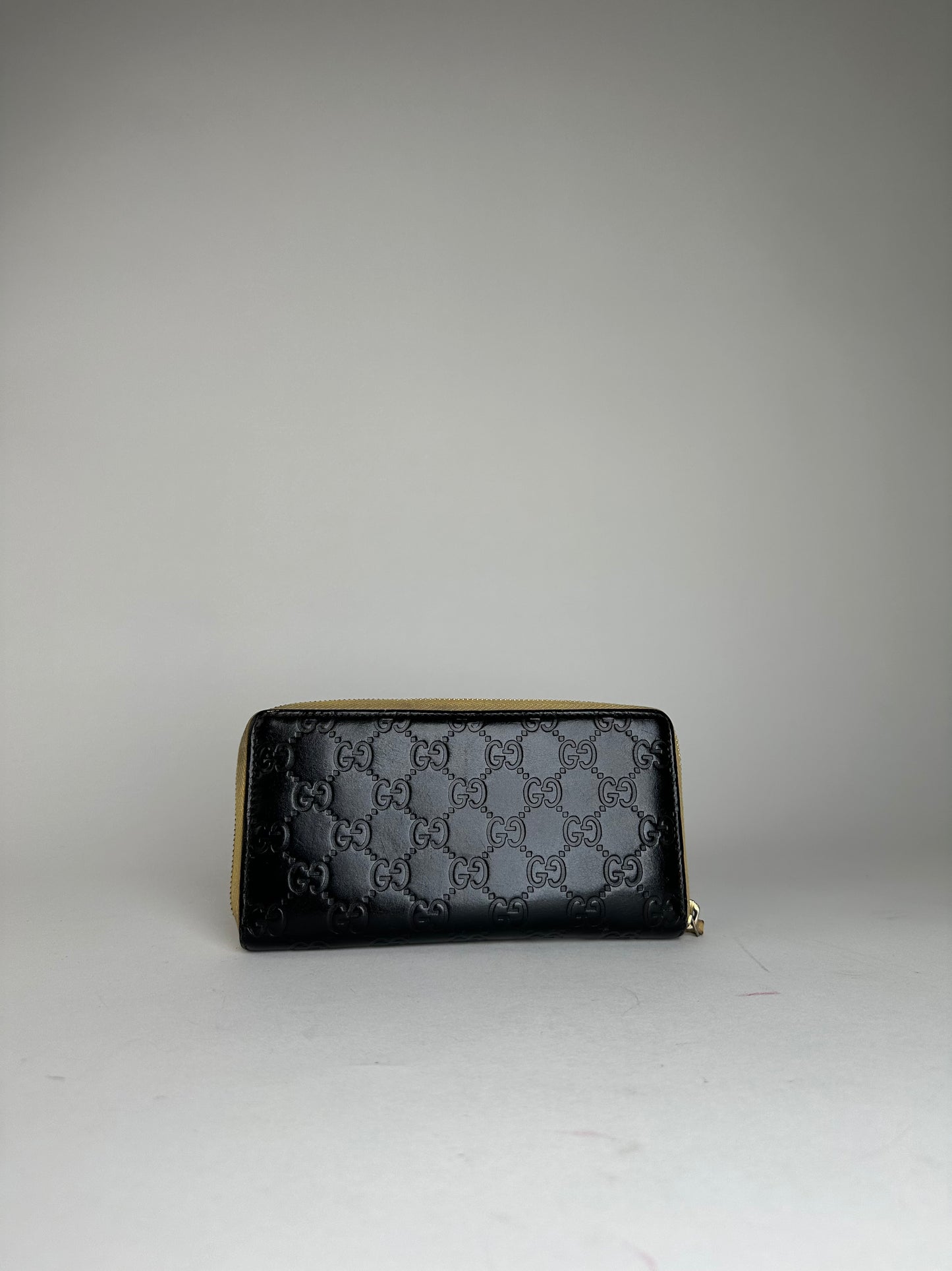 Vintage Gucci Guccissima Leather Zip Around Long Wallet Black