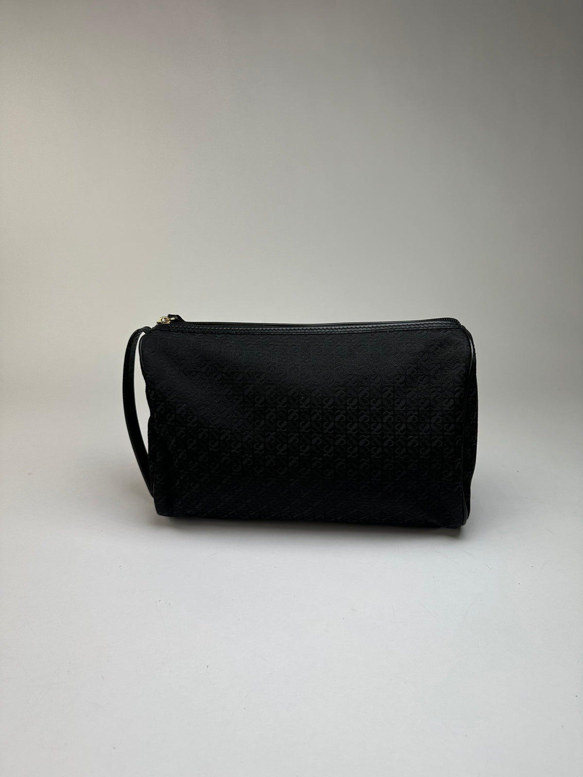 Vintage Loewe Anagram Patent Leather Zip Pouch Late 1990s Black