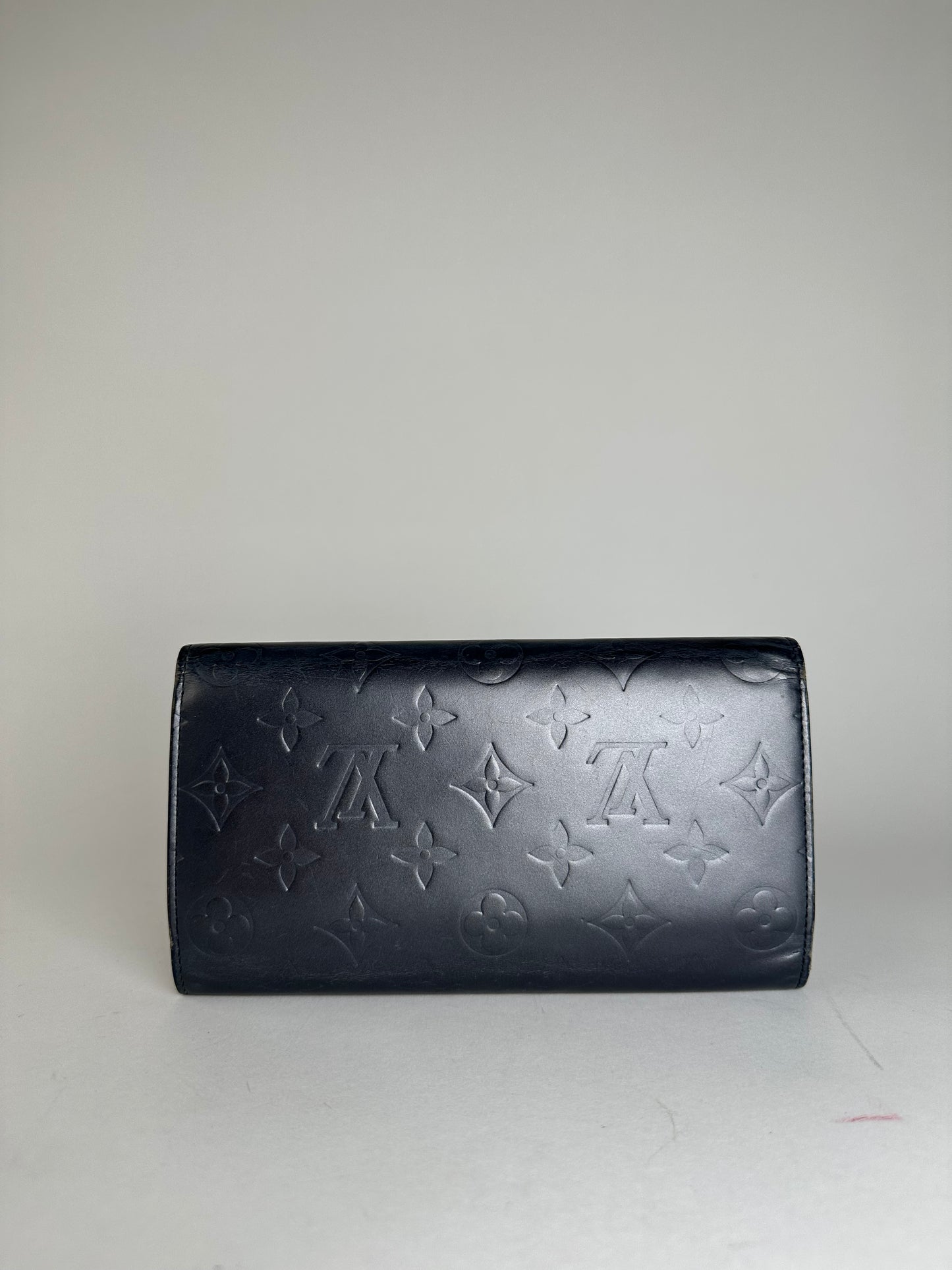 Vintage Louis Vuitton Monogram Mat Leather Long Wallet Noir