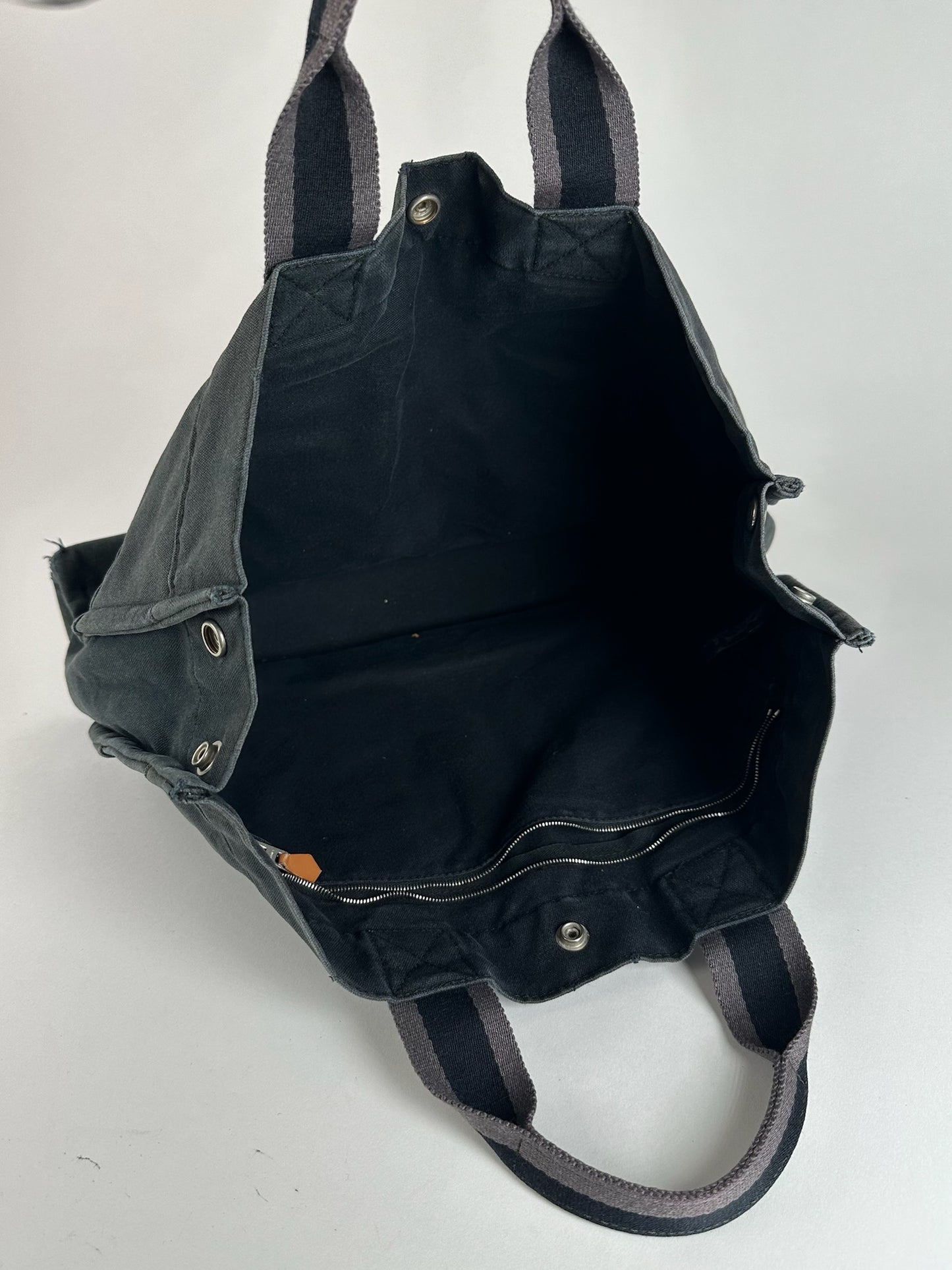 Vintage Hermes Cotton Shopper Bag Black