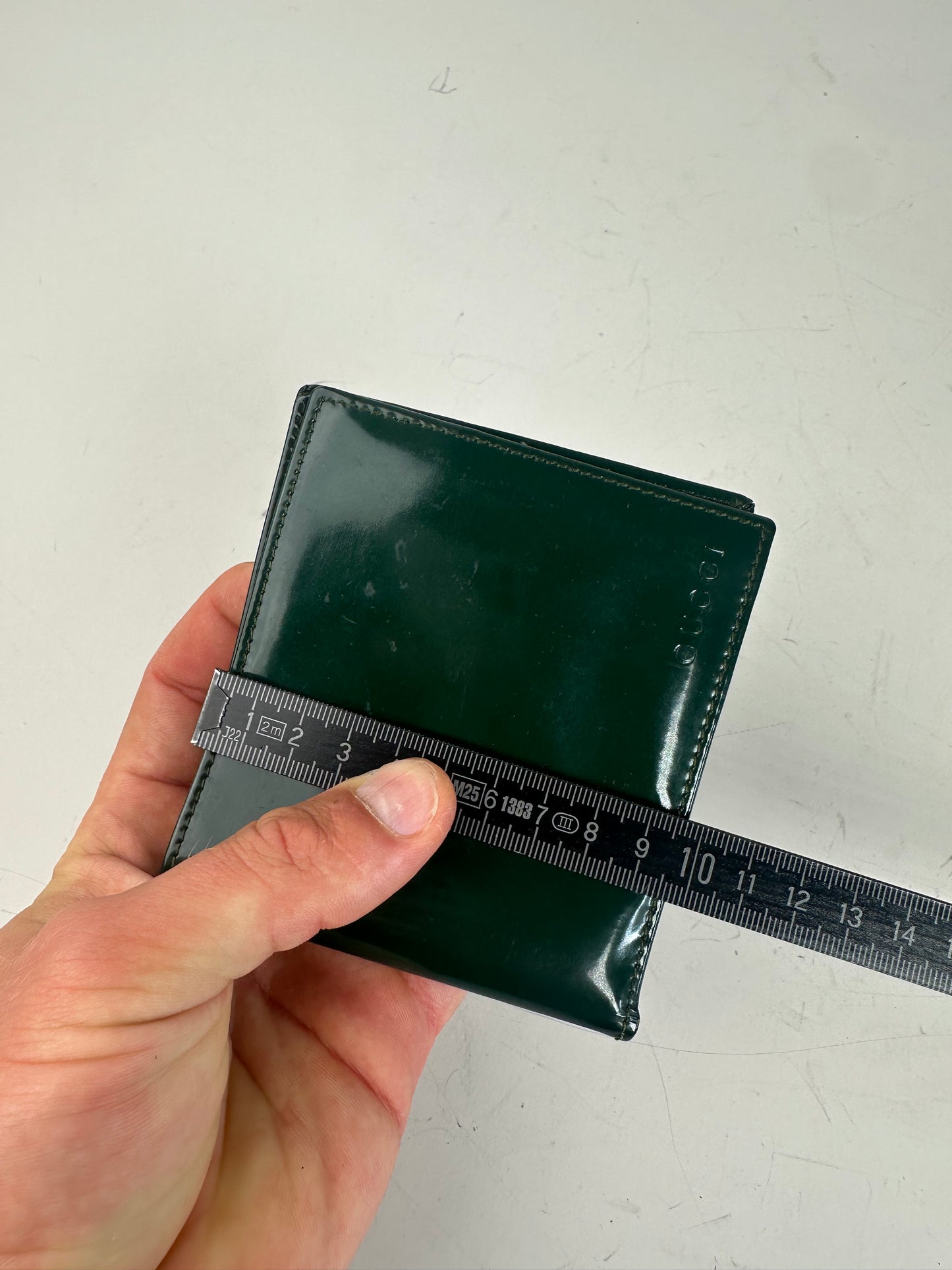Vintage Gucci Leather Wallet Dark Green Silver