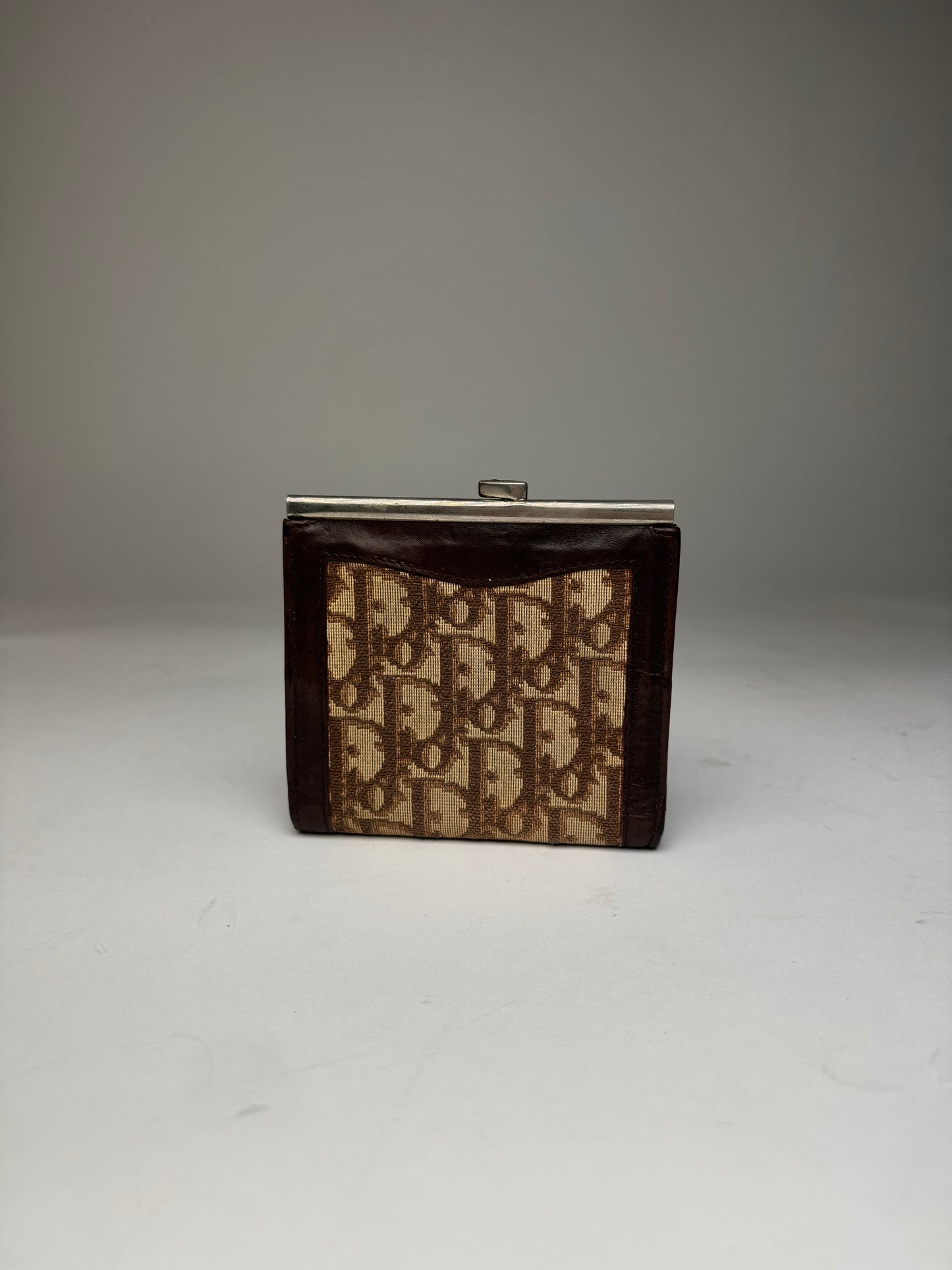 Vintage Dior Oblique Monogram Leather Wallet Brown