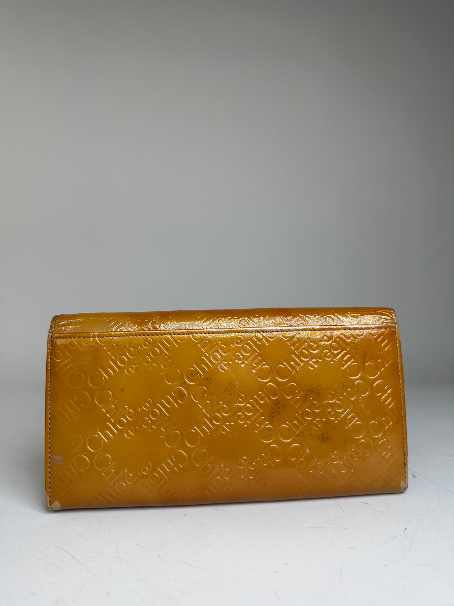 Vintage Chloé Textured Leather Wallet Yellow Gold